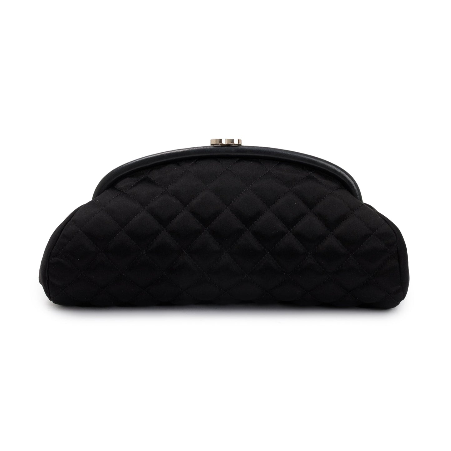 Chanel Quilted Satin Timeless Frame Black Travel Bag