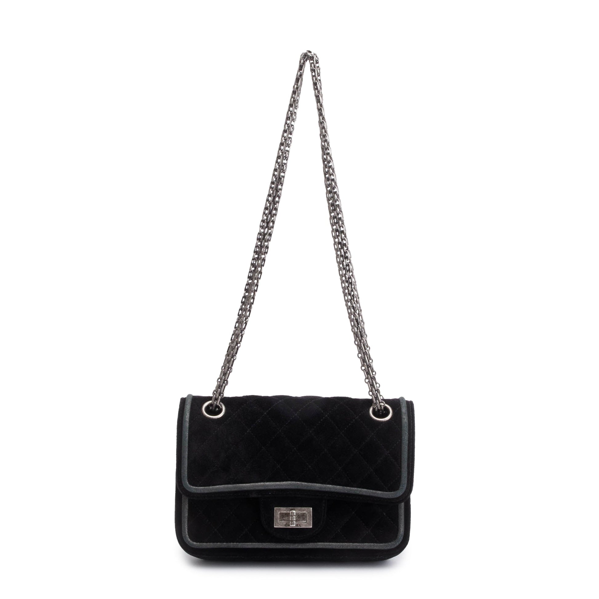 Chanel Quilted Suede 2.55 Reissue Square Black Travel Bag