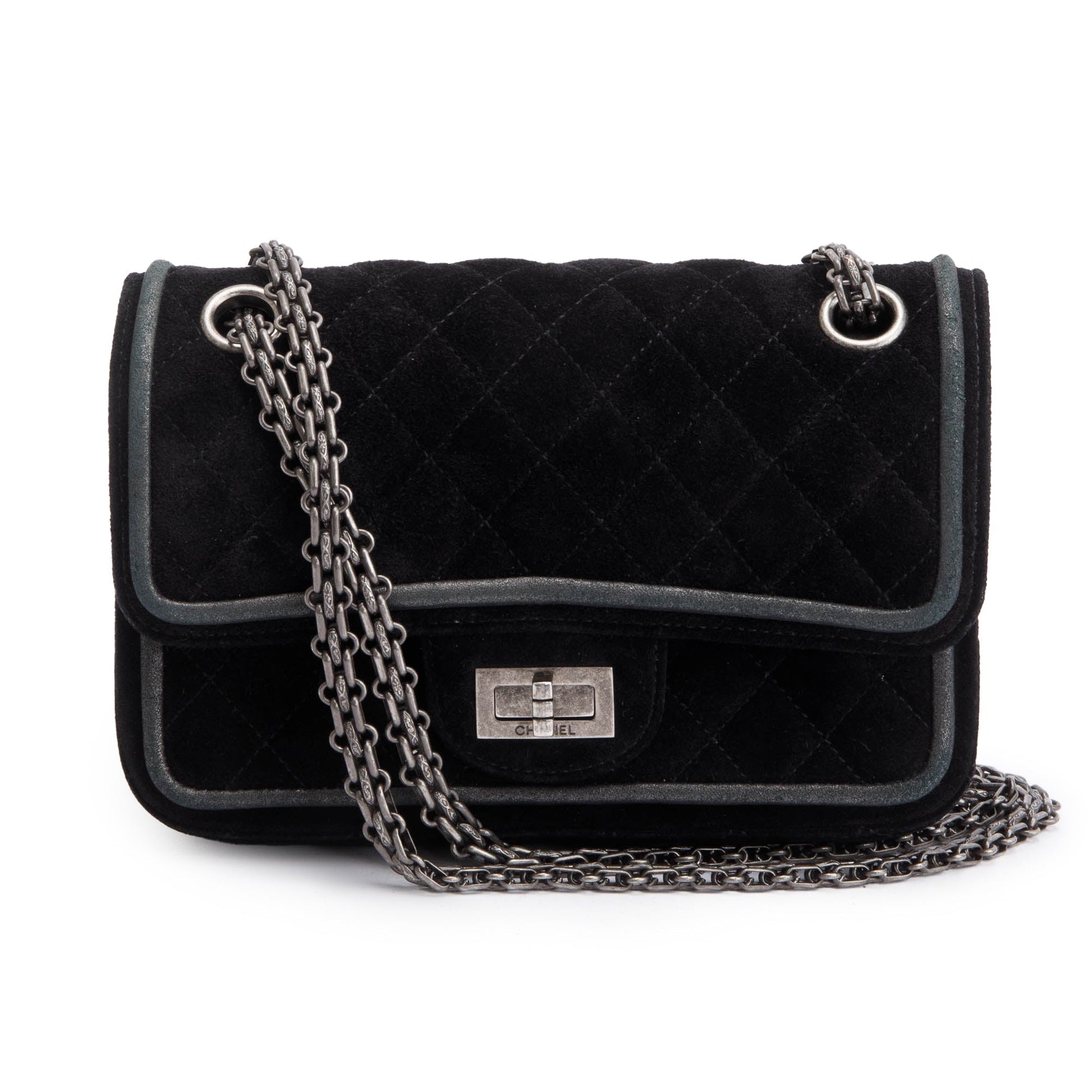 Chanel Quilted Suede 2.55 Reissue Square Black Travel Bag
