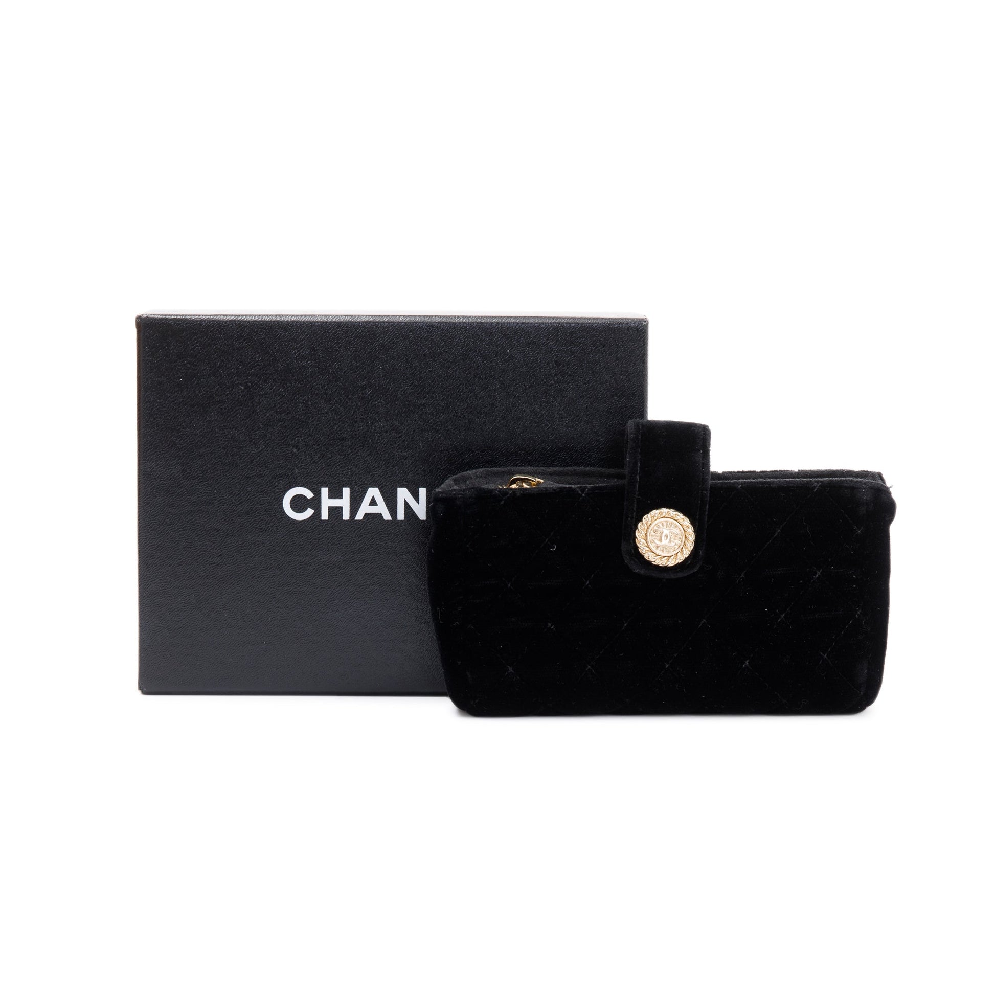 Louis Vuitton Chanel Velvet O-Phone Holder Black Travel Bag