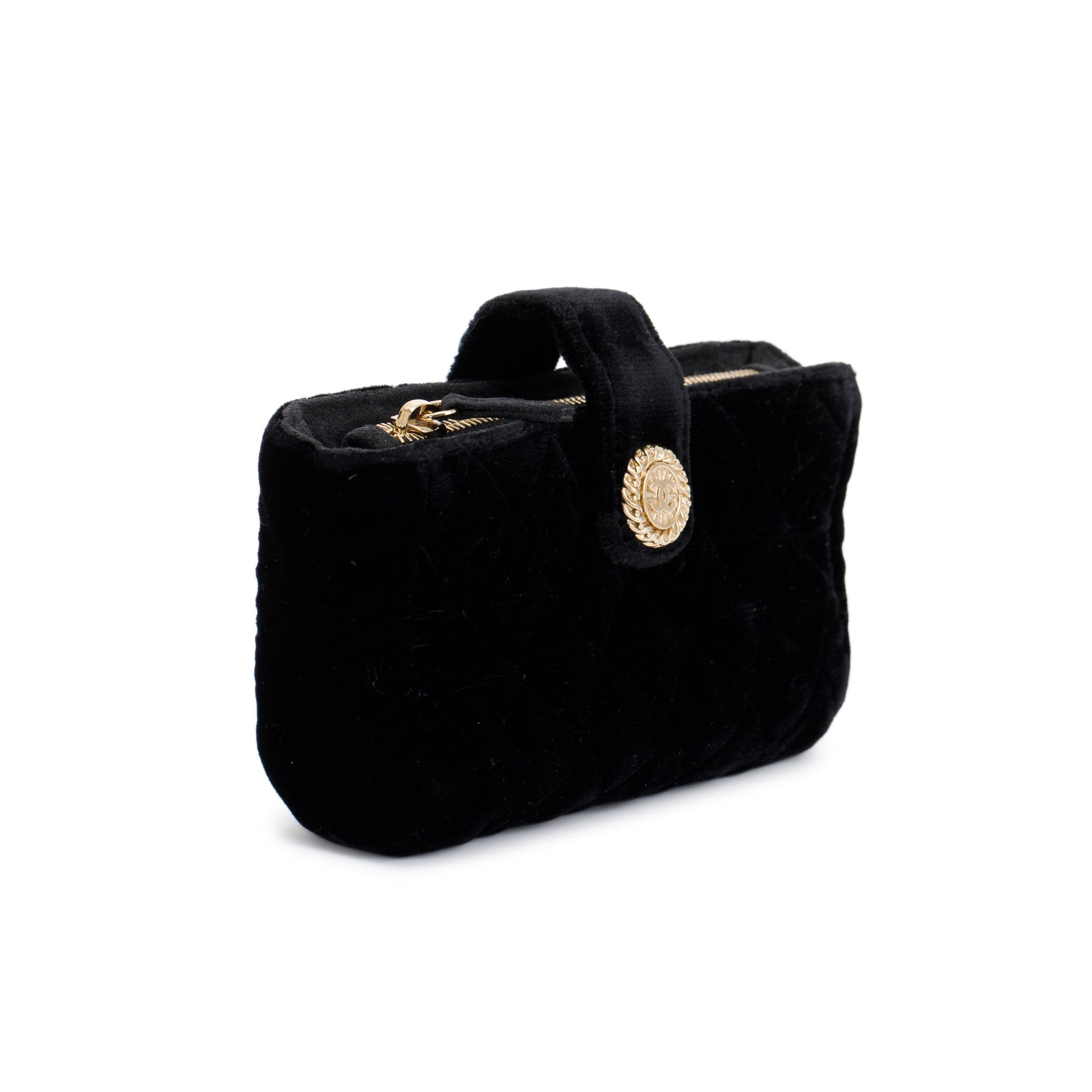 Louis Vuitton Chanel Velvet O-Phone Holder Black Travel Bag