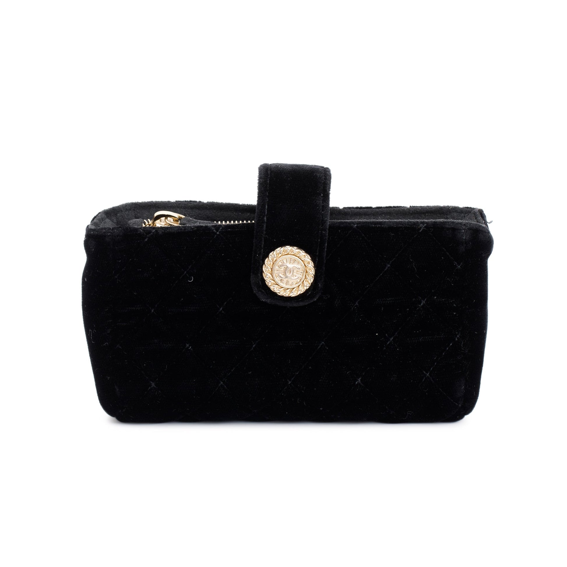 Louis Vuitton Chanel Velvet O-Phone Holder Black Travel Bag