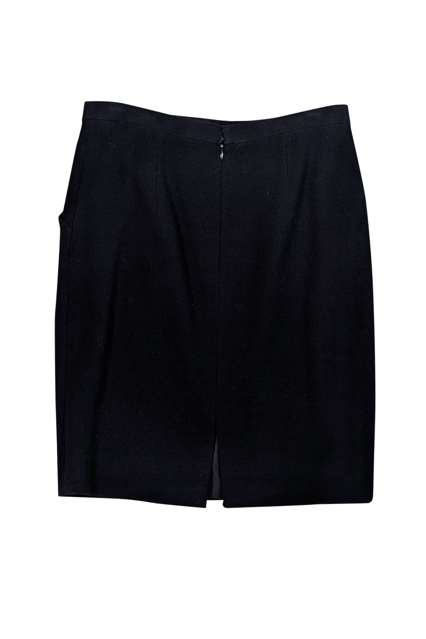 Chanel - Black Wool Blend Pencil Skirt Sz