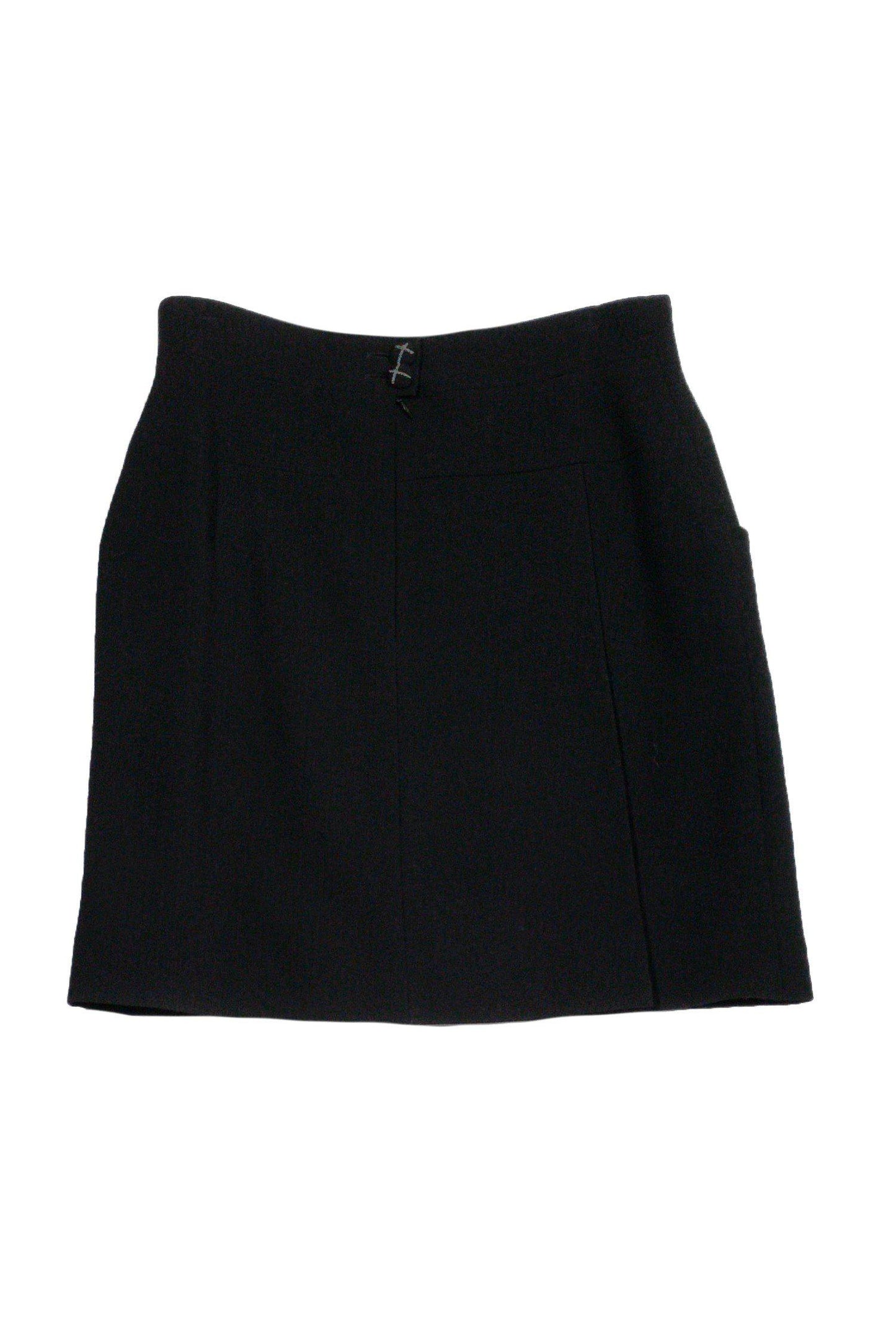 Chanel - Black Wool Pencil Skirt Sz