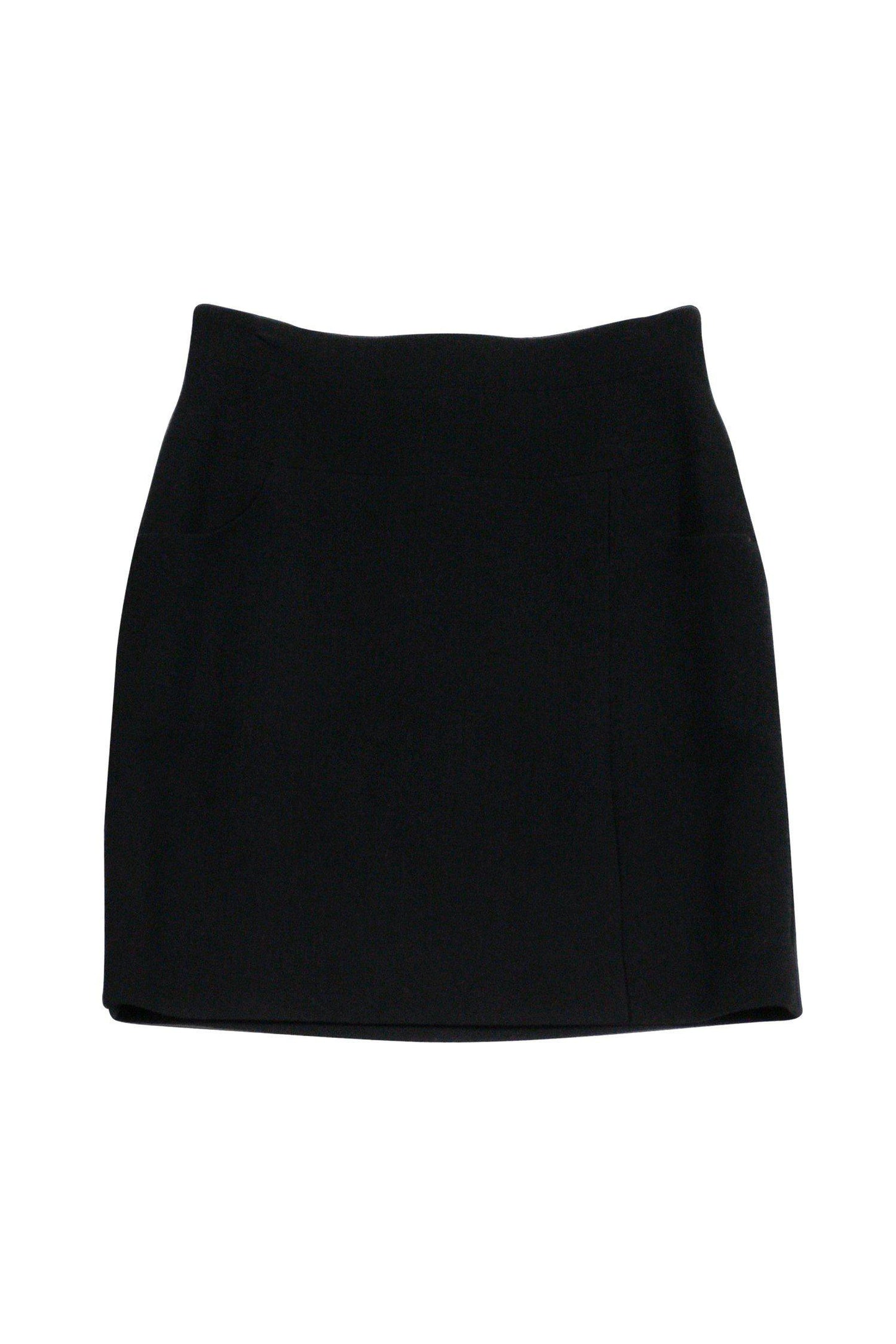 Chanel - Black Wool Pencil Skirt Sz
