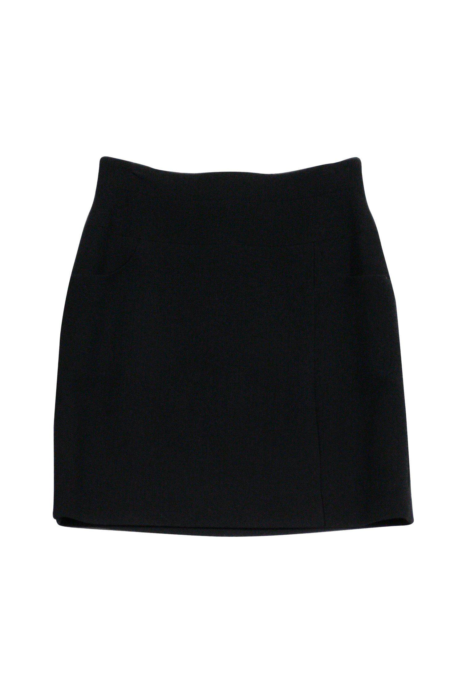 Chanel - Black Wool Pencil Skirt Sz