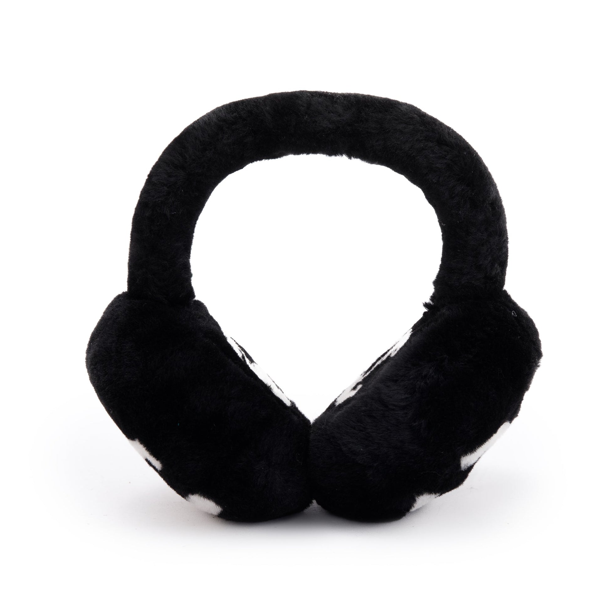 Chanel Shearling CC Earmuffs Black White Travel Bag