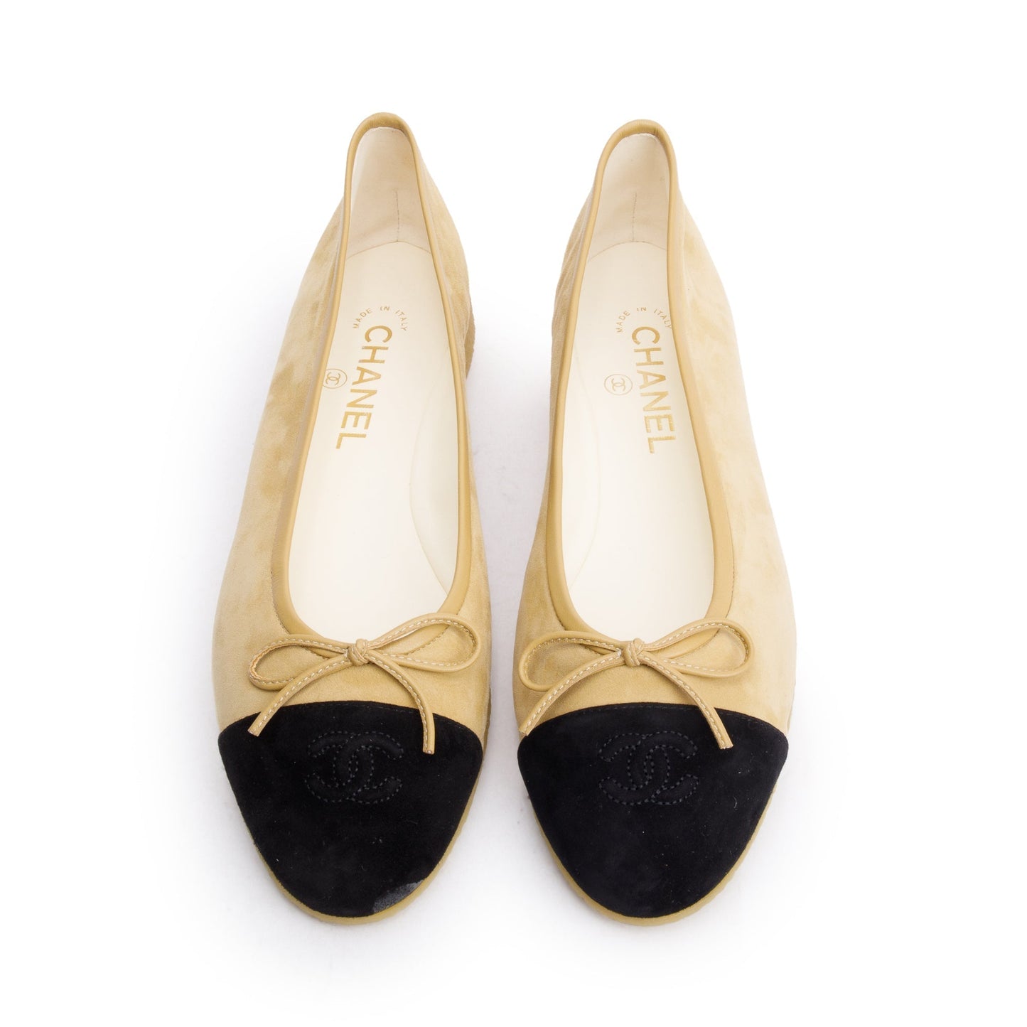 Chanel Suede Kidskin Interlocking CC Logo Black Yellow Shoes