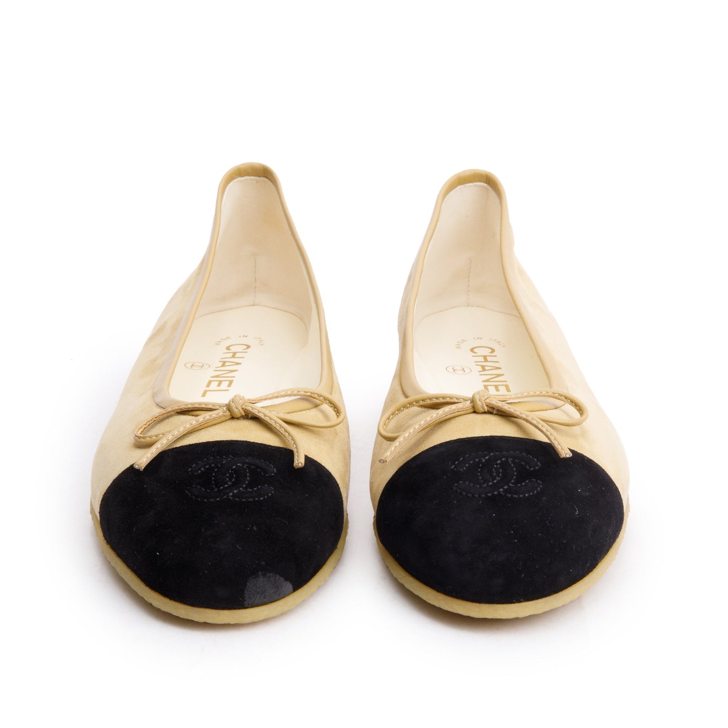 Chanel Suede Kidskin Interlocking CC Logo Black Yellow Shoes