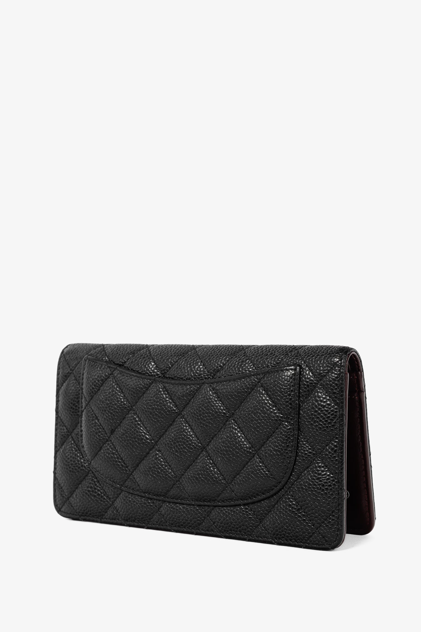 Chanel Black Caviar Leather Quited L-Yen Wallet