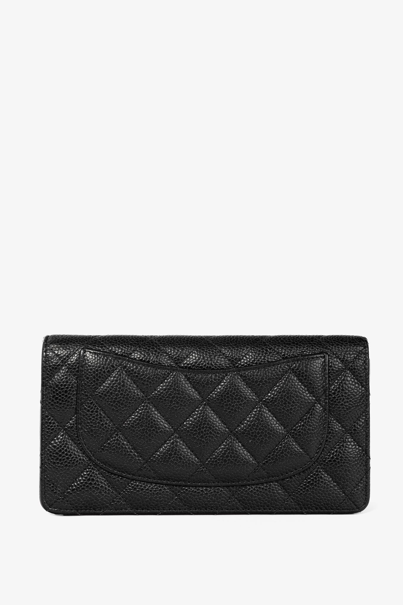 Chanel Black Caviar Leather Quited L-Yen Wallet