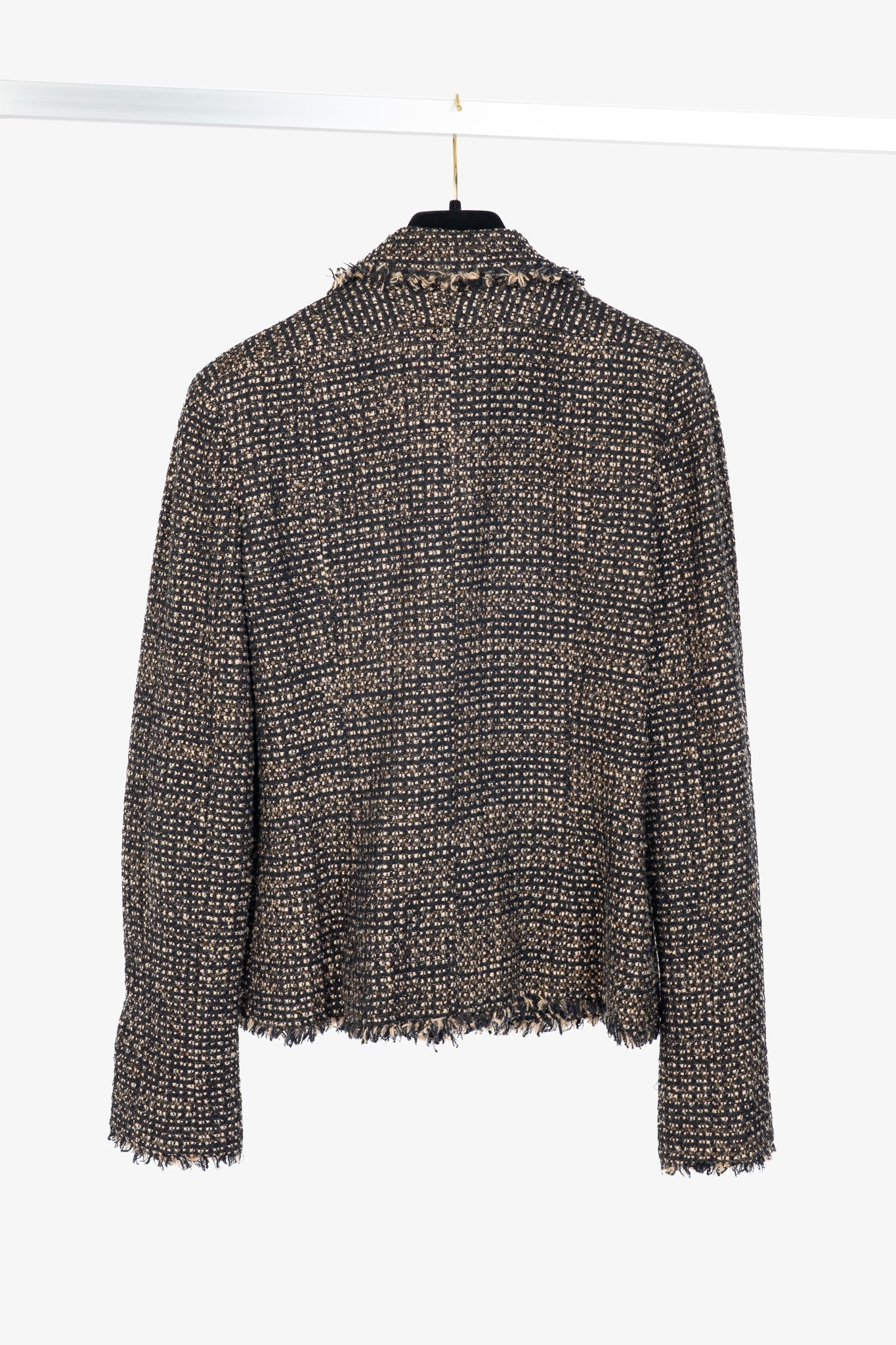 Chanel 03A Brown Wool-Blend Tweed Buttoned Blazer