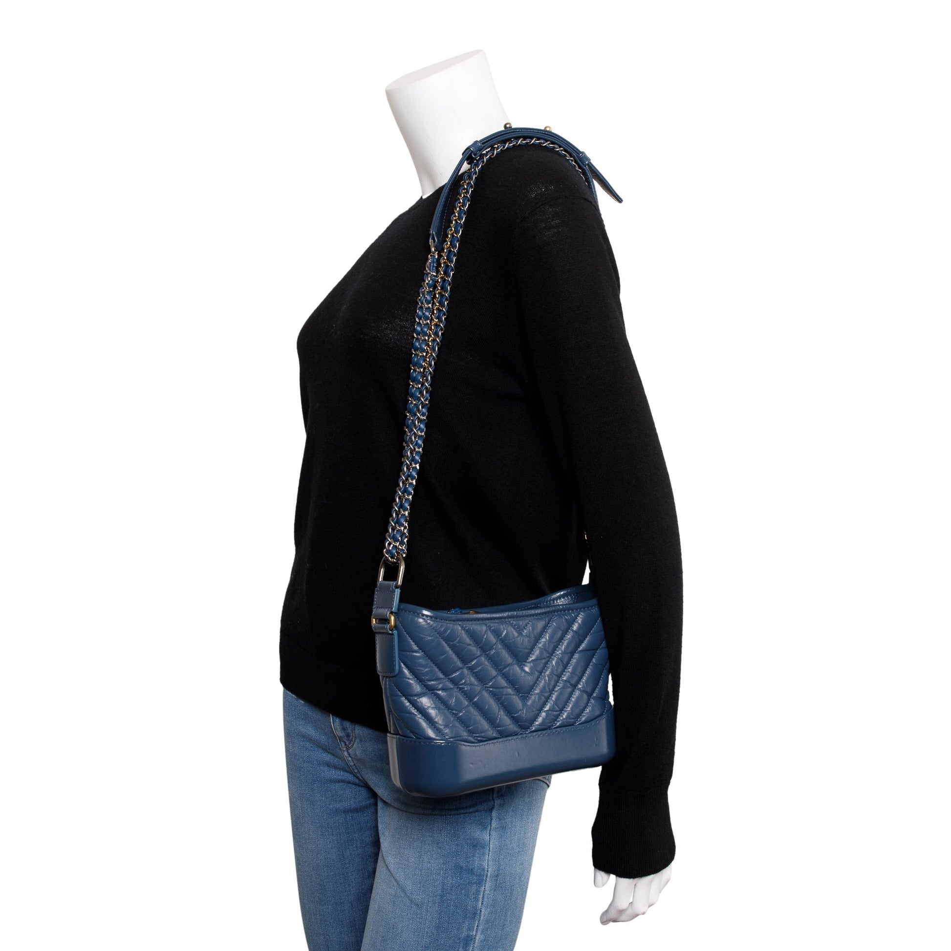 Chanel Gabrielle Hobo Leather Calfskin Blue Travel Bag