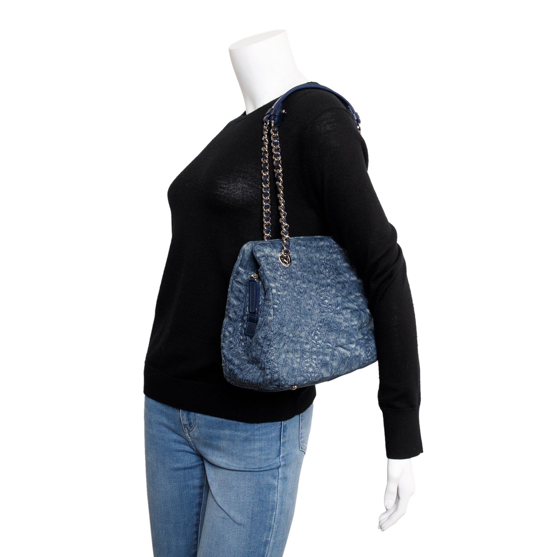 Chanel Denim Camellia Blue Travel Bag