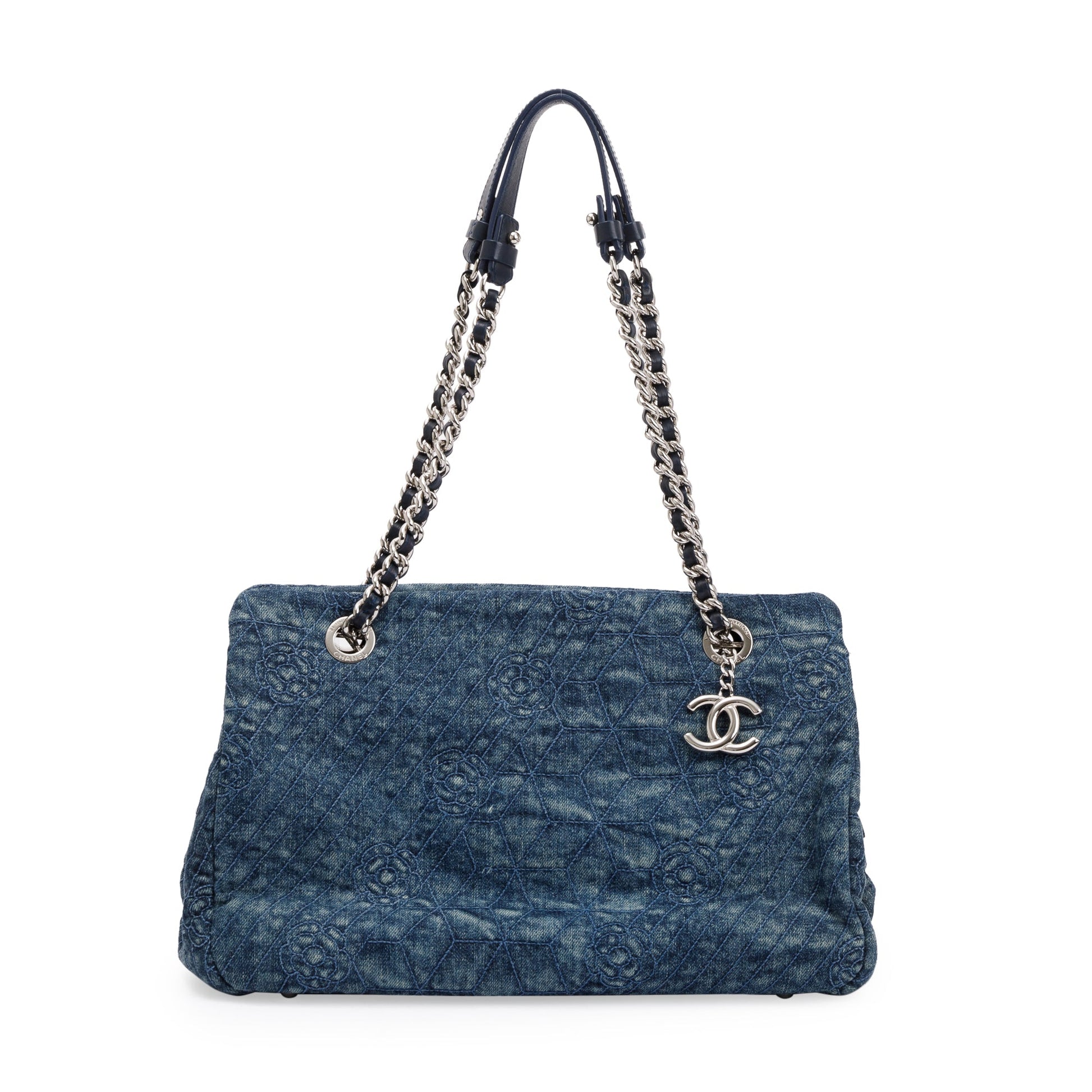 Chanel Denim Camellia Blue Travel Bag