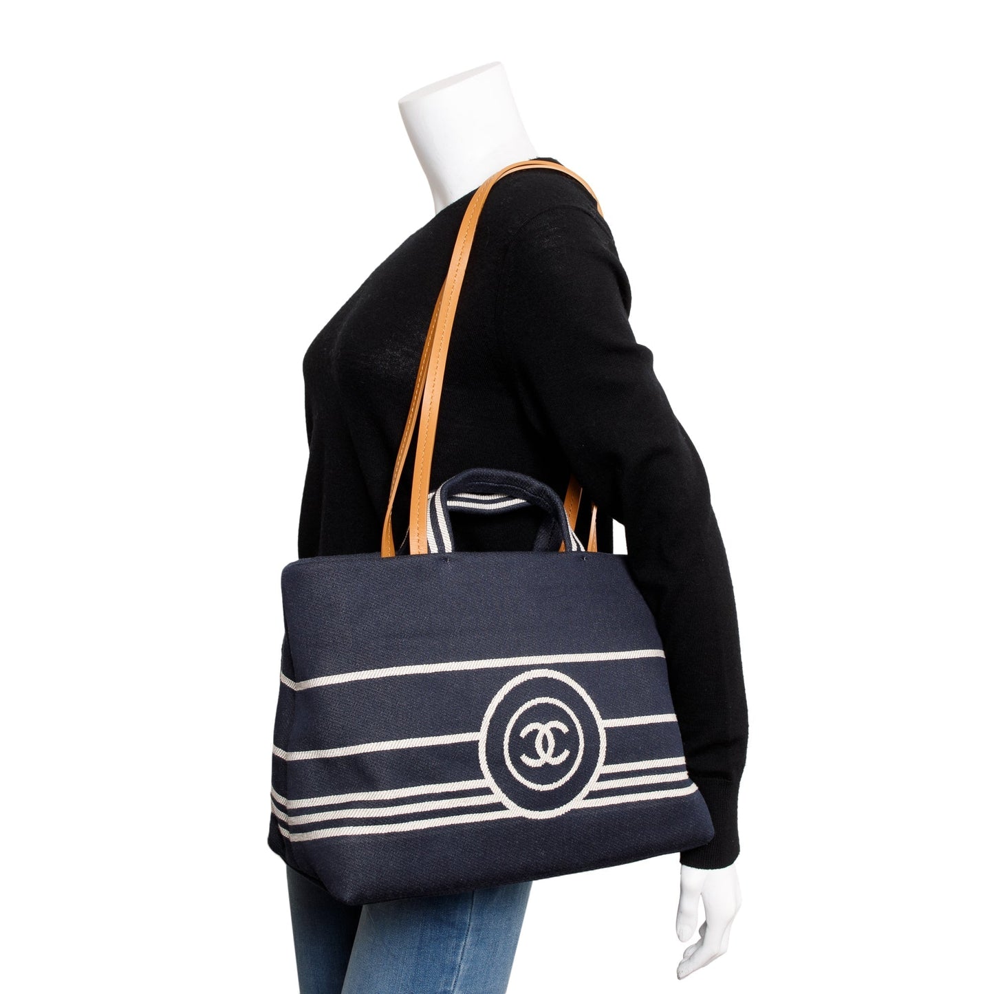 Chanel Denim CC Shopping Blue Travel Bag
