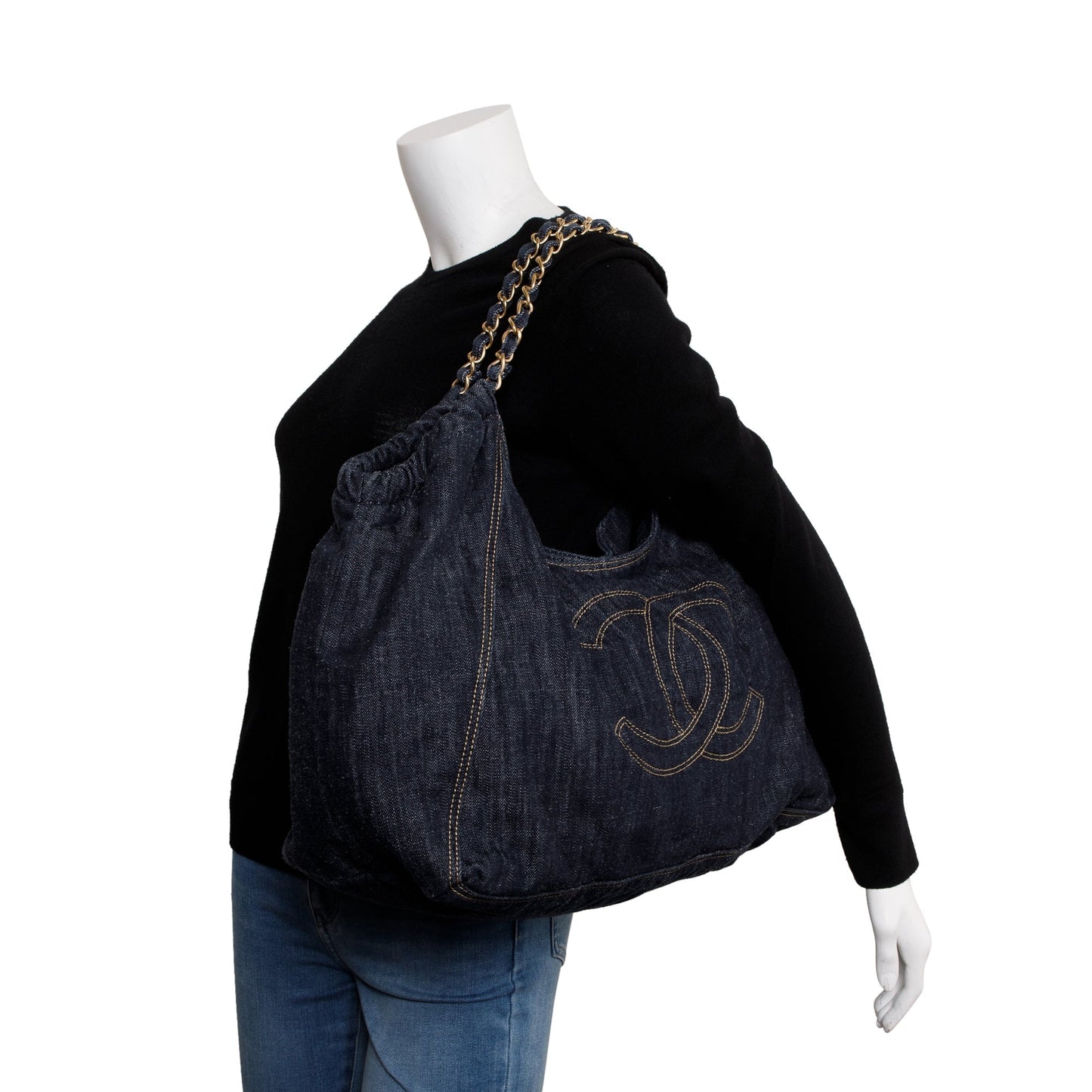 Chanel Denim XL Coco Cabas Blue Travel Bag