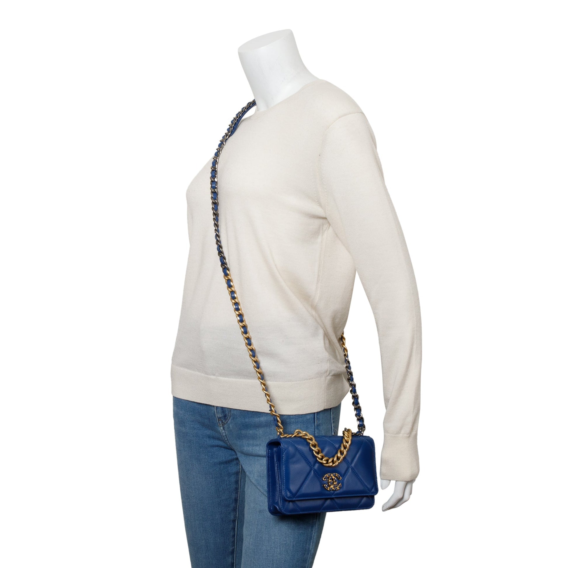 Chanel 19 On Leather Lambskin Blue Wallet Case