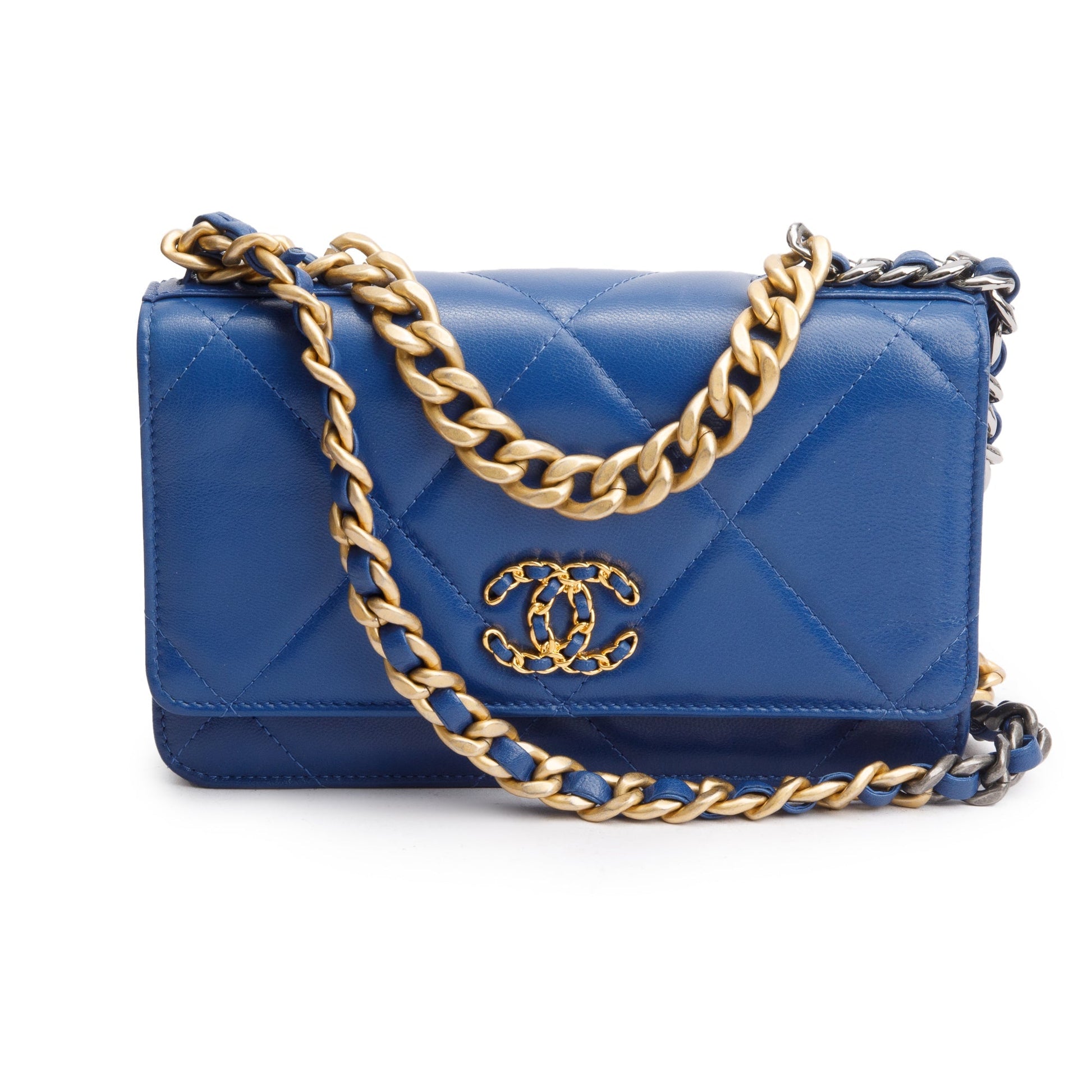 Chanel 19 On Leather Lambskin Blue Wallet Case