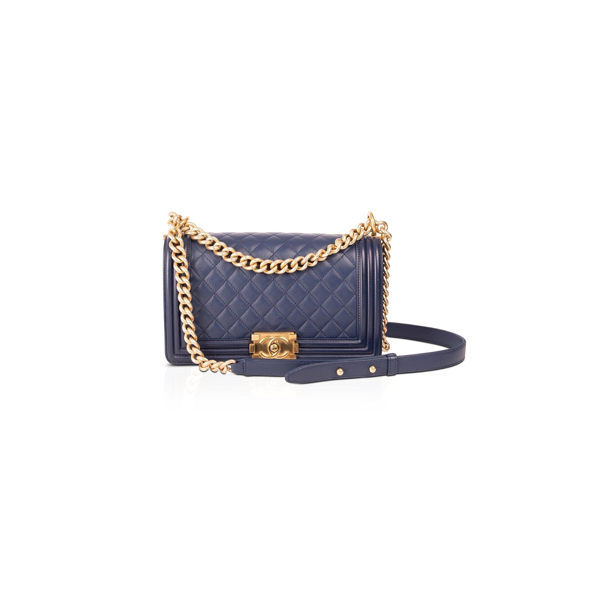 Chanel Boy Lambskin Blue Travel Bag
