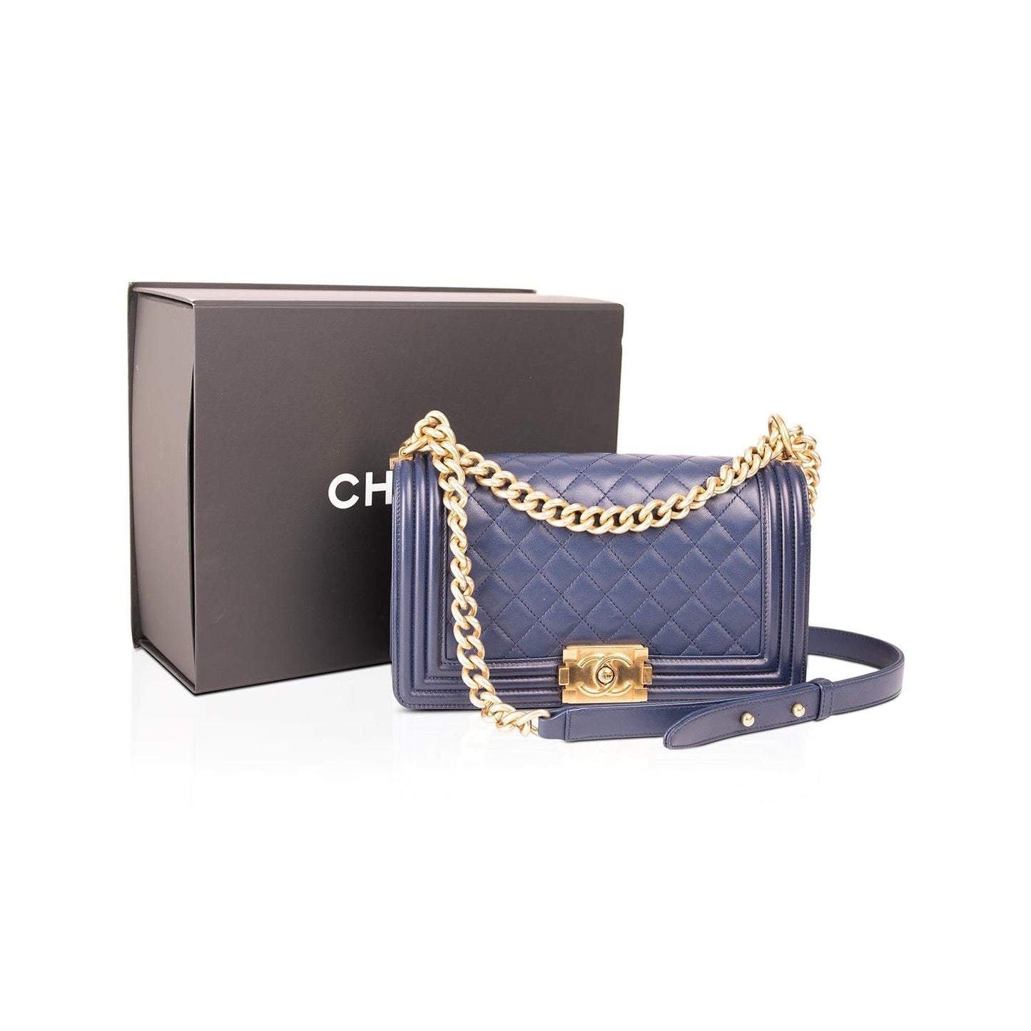 Chanel Boy Lambskin Blue Travel Bag