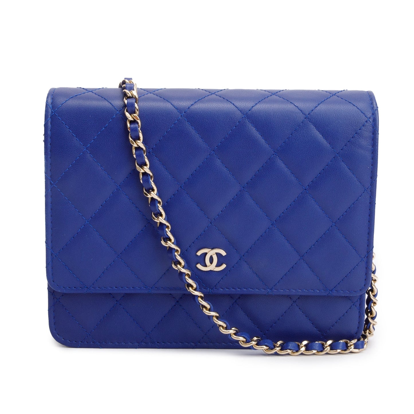 Chanel Quilted Square on Lambskin Blue Wallet Case