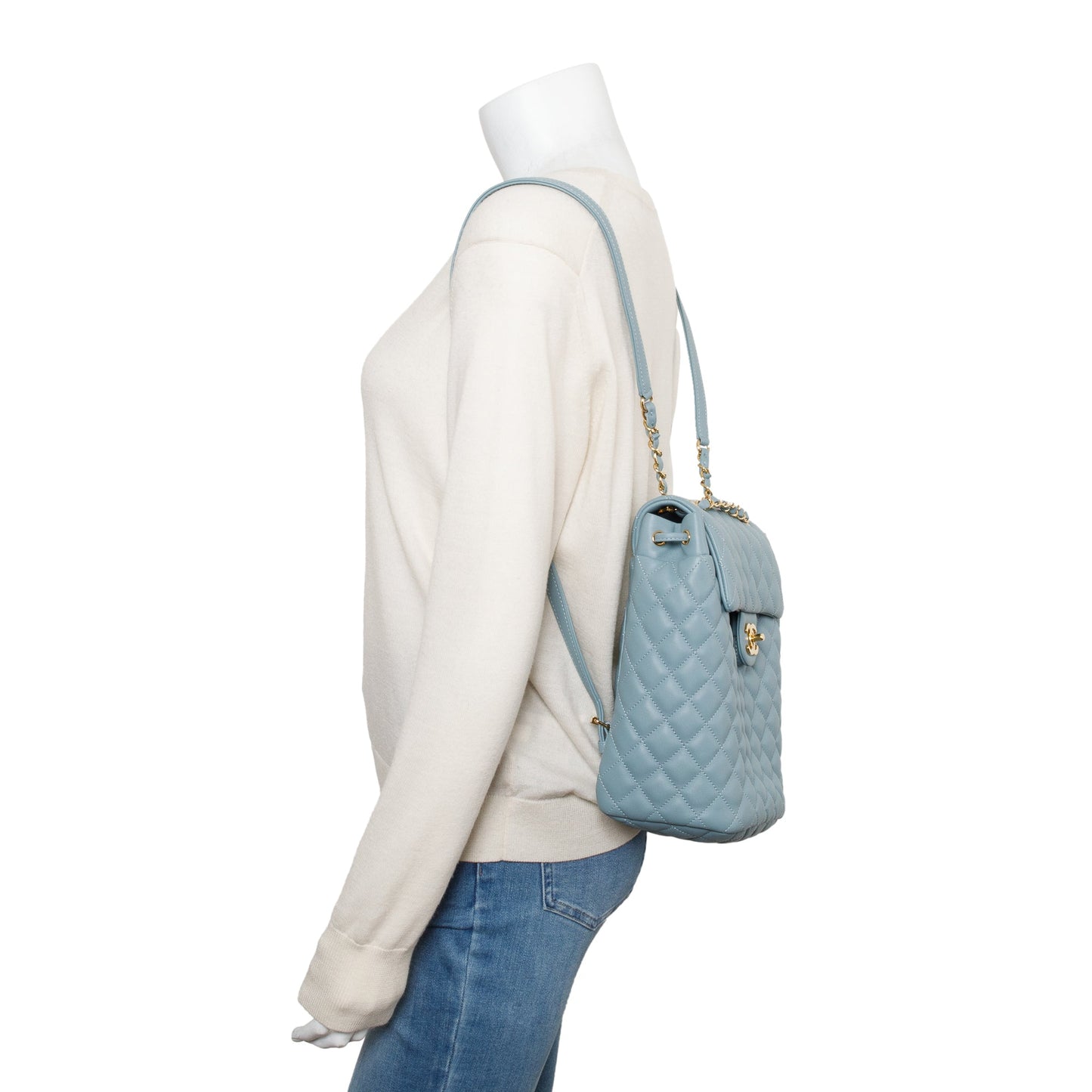 Chanel Quilted Urban Spirit Backpack Leather Calfskin Blue Travel Bag