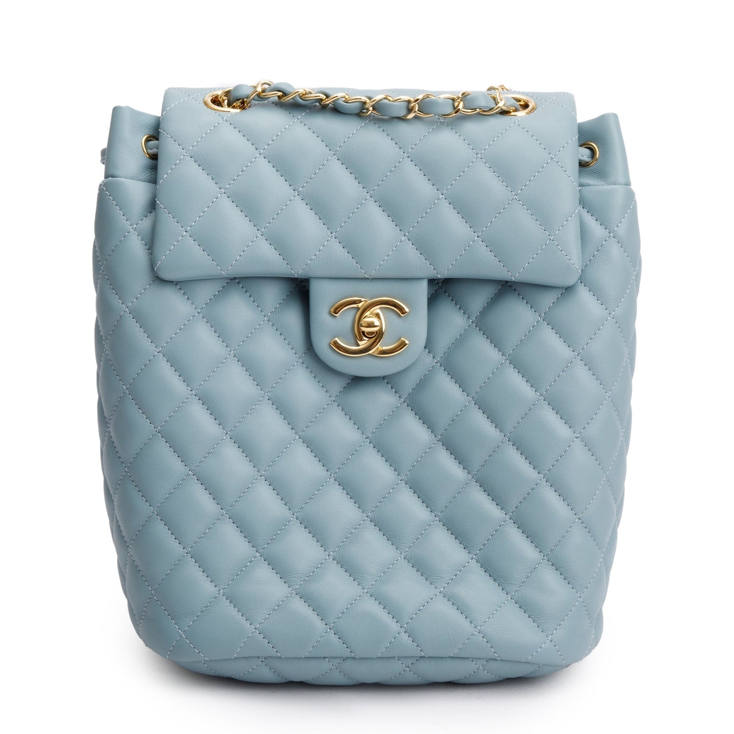 Chanel Quilted Urban Spirit Backpack Leather Calfskin Blue Travel Bag