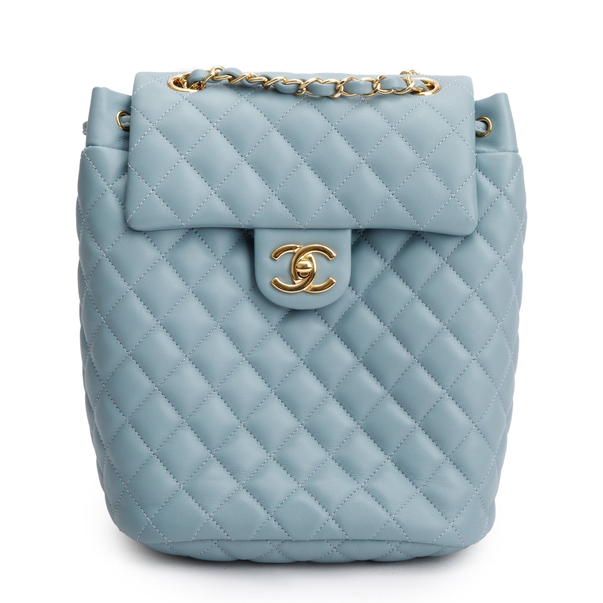 Chanel Quilted Urban Spirit Backpack Leather Calfskin Blue Travel Bag