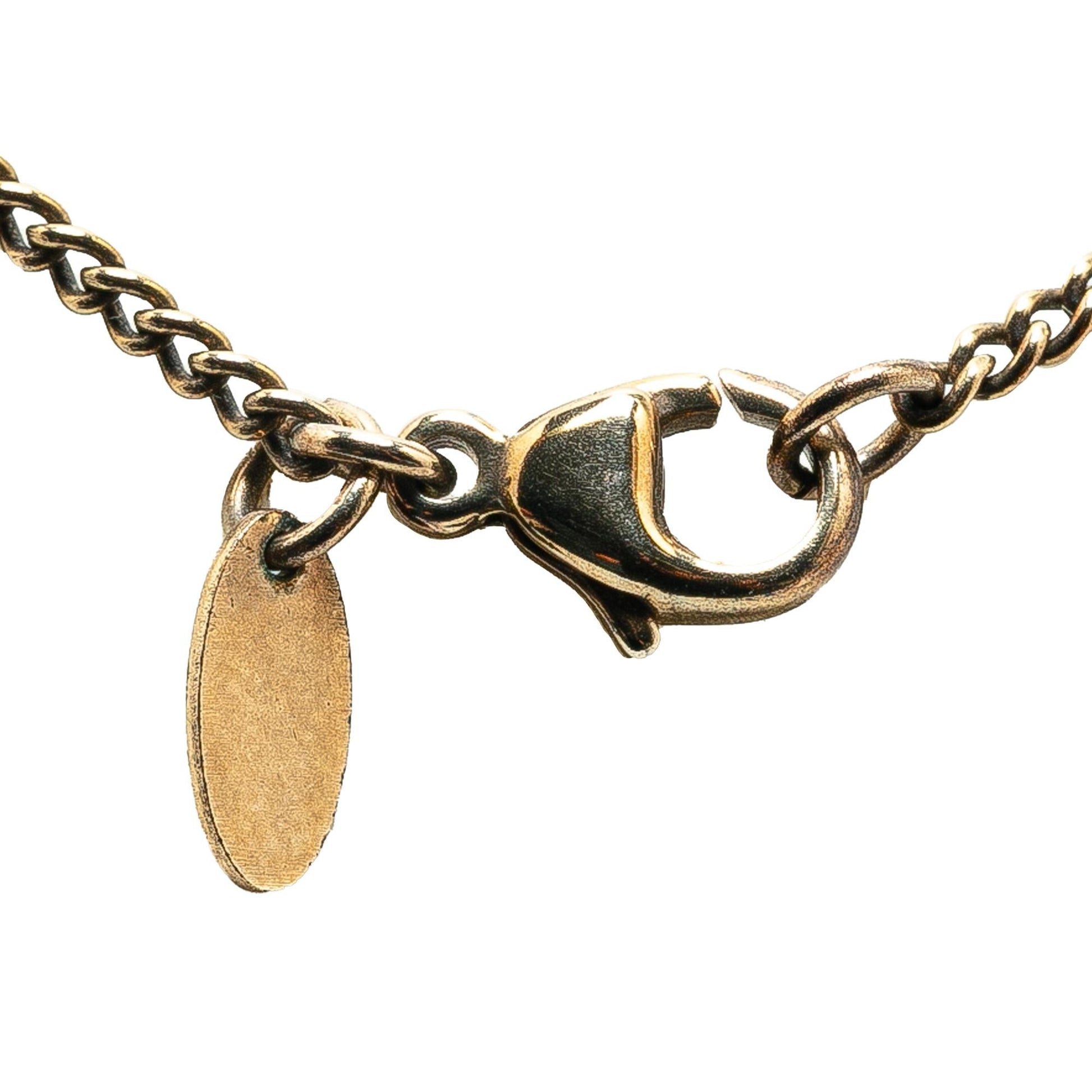 Chanel Brass And Enamel Cc Pendant Necklace (Shg-Miqbxt)