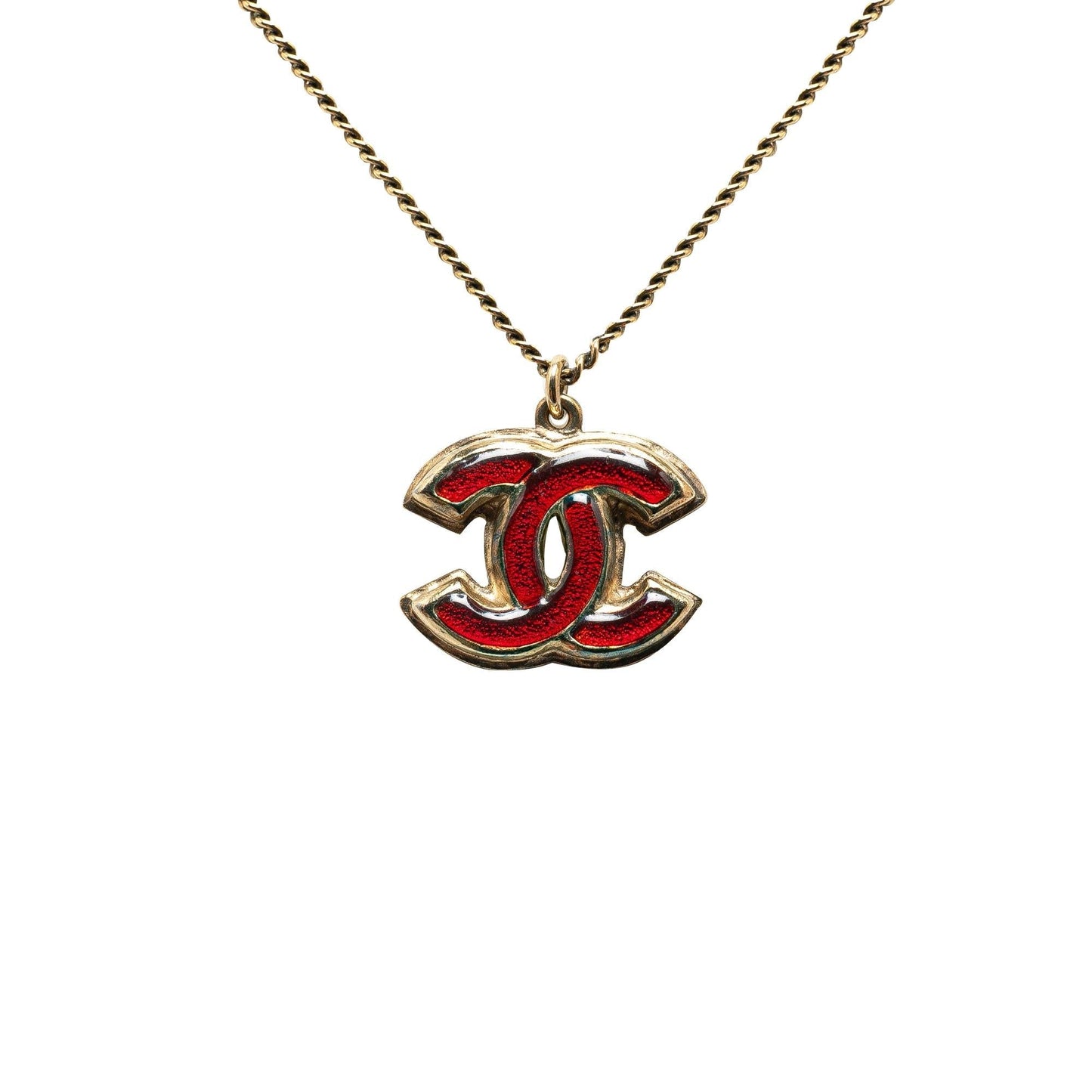 Chanel Brass And Enamel Cc Pendant Necklace (Shg-Miqbxt)