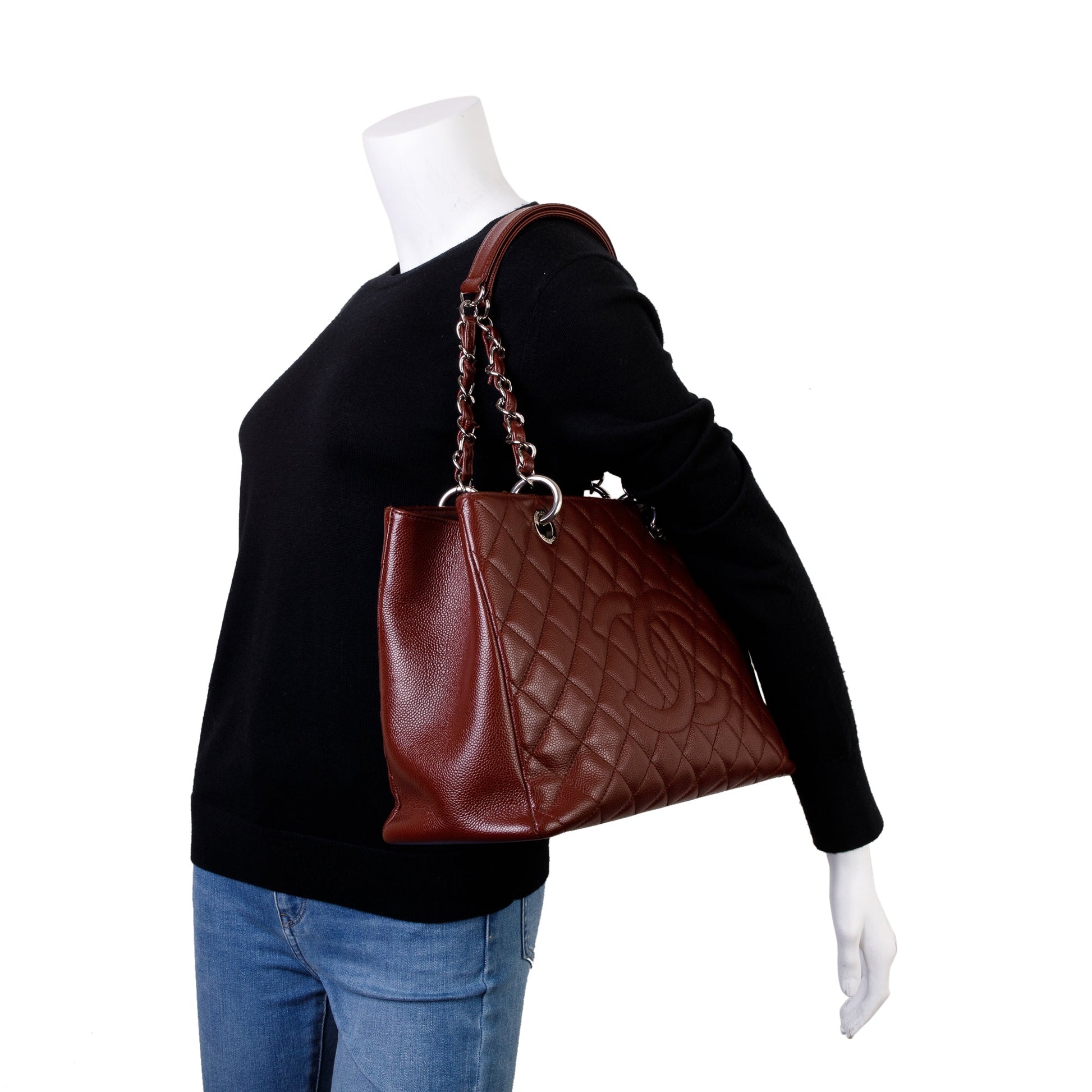 Chanel Burgundy Caviar Grand Shopping GST Leather Travel Bag