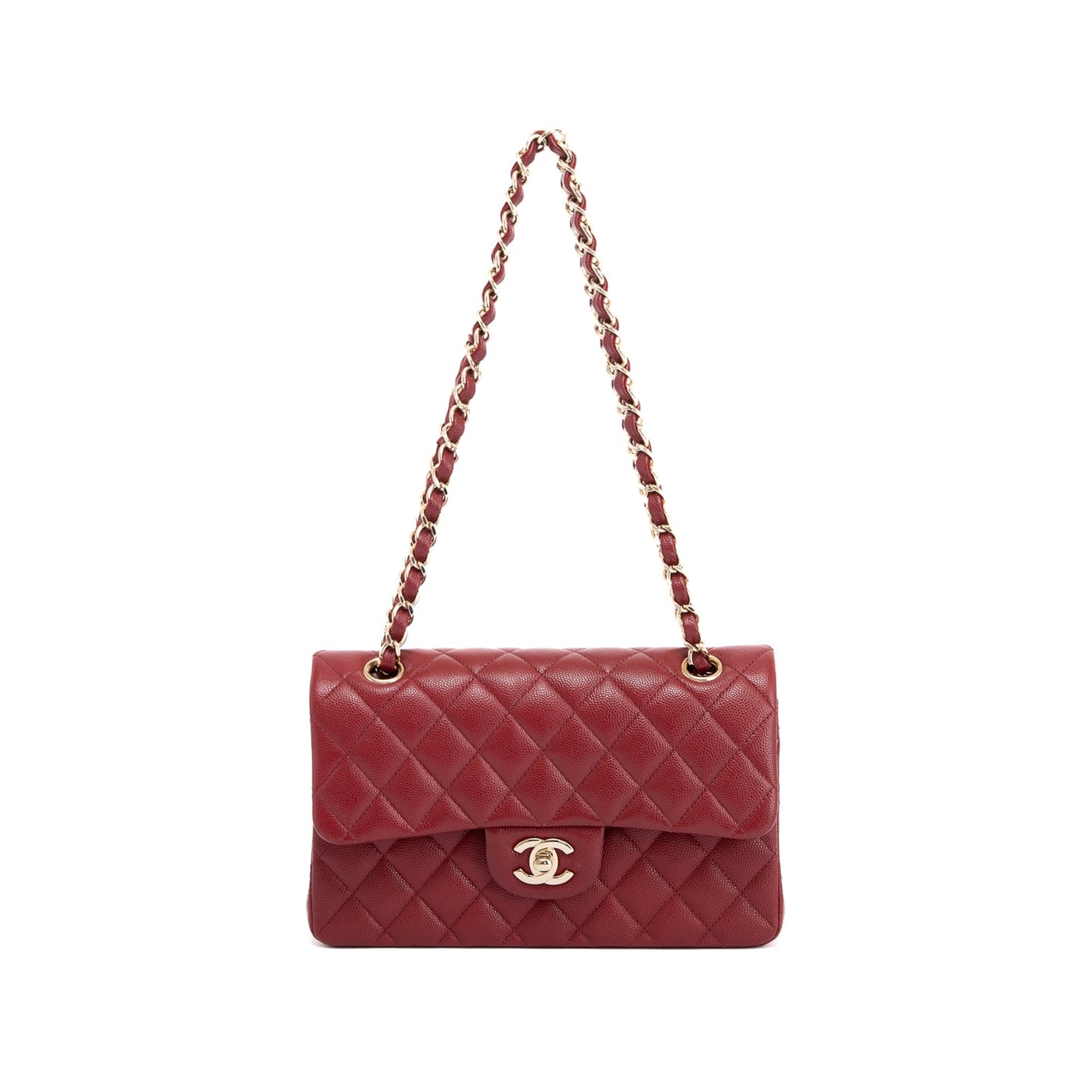 Chanel Burgundy Caviar Classic Double Flap Travel Bag