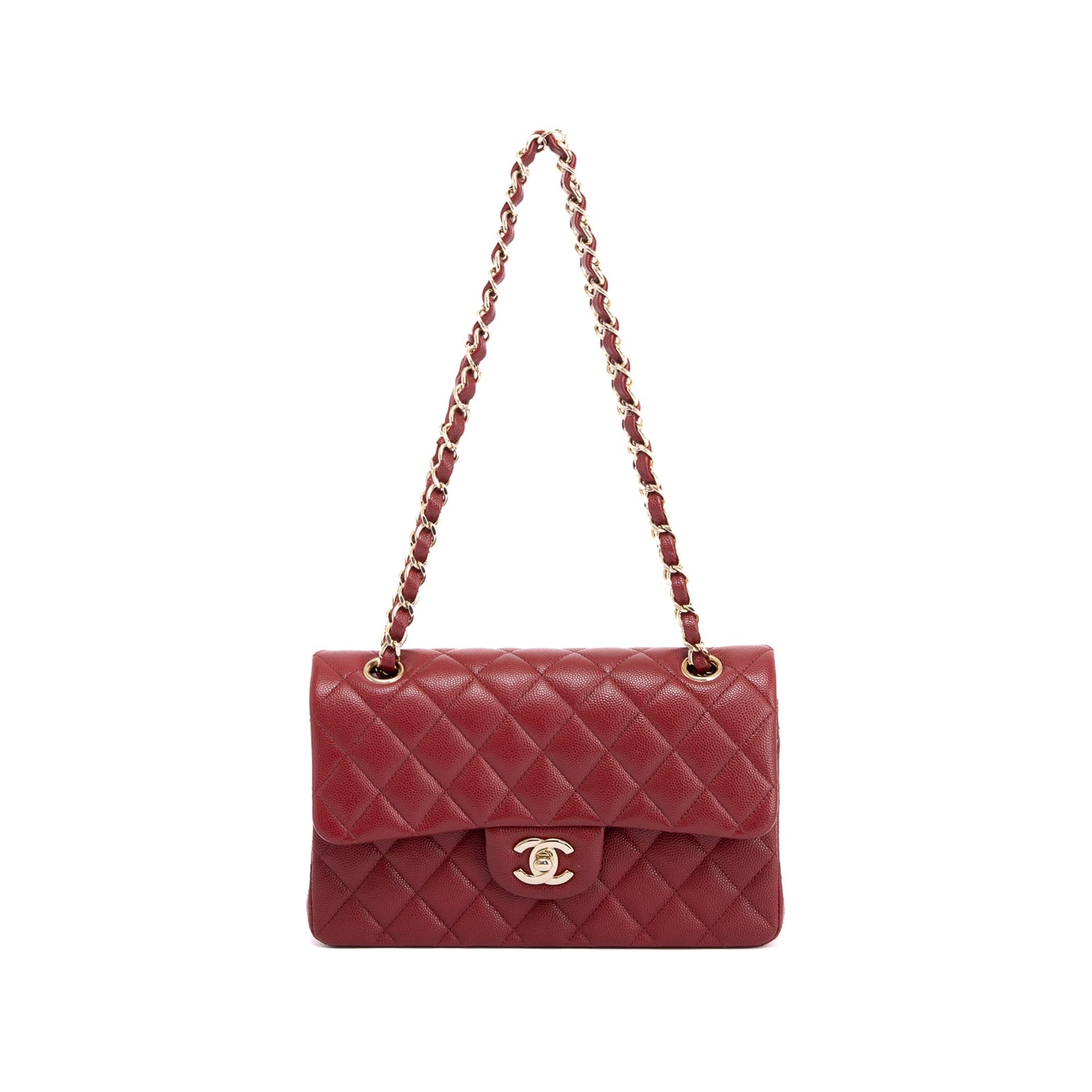 Chanel Burgundy Caviar Classic Double Flap Travel Bag