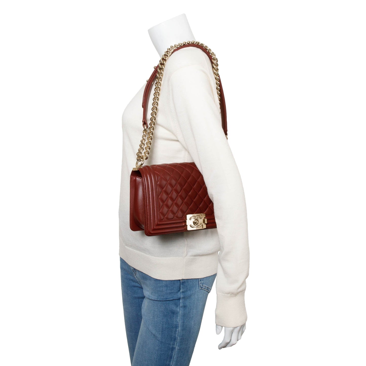 Chanel Burgundy Quilted Boy Lambskin Travel Bag