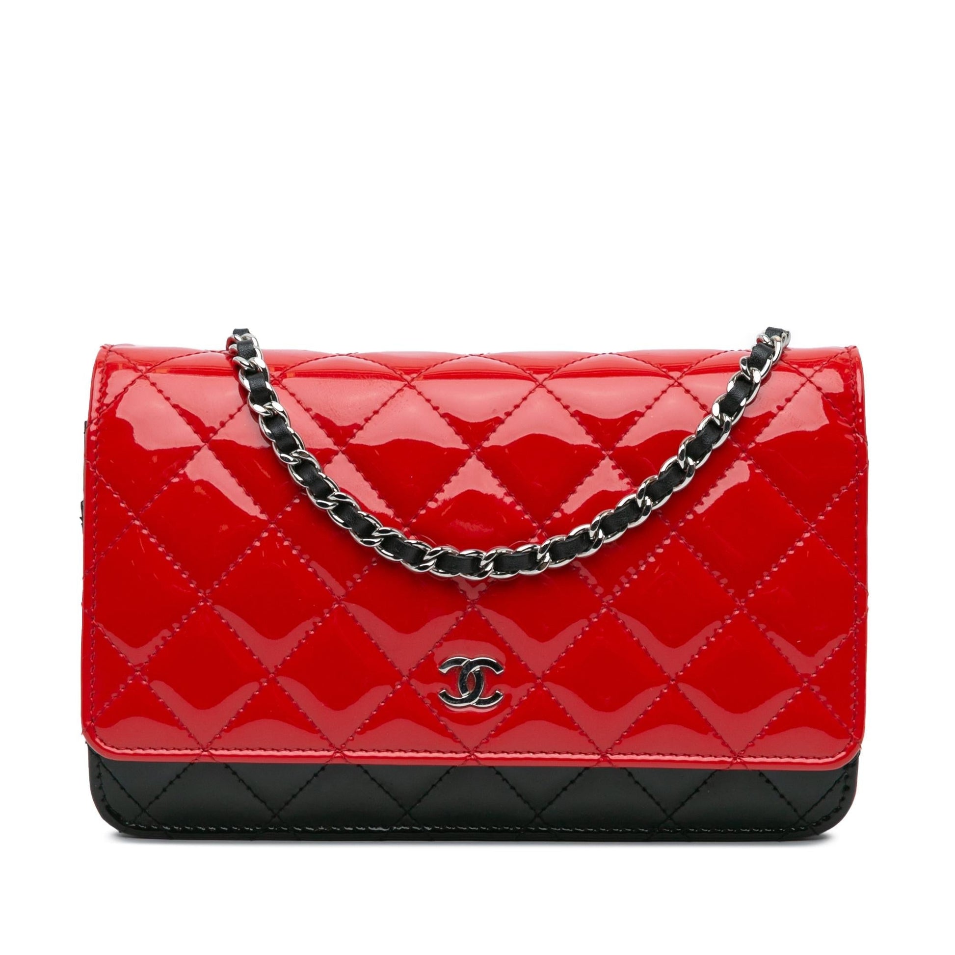 Chanel CC Bicolor Quilted Patent on Wallet Case