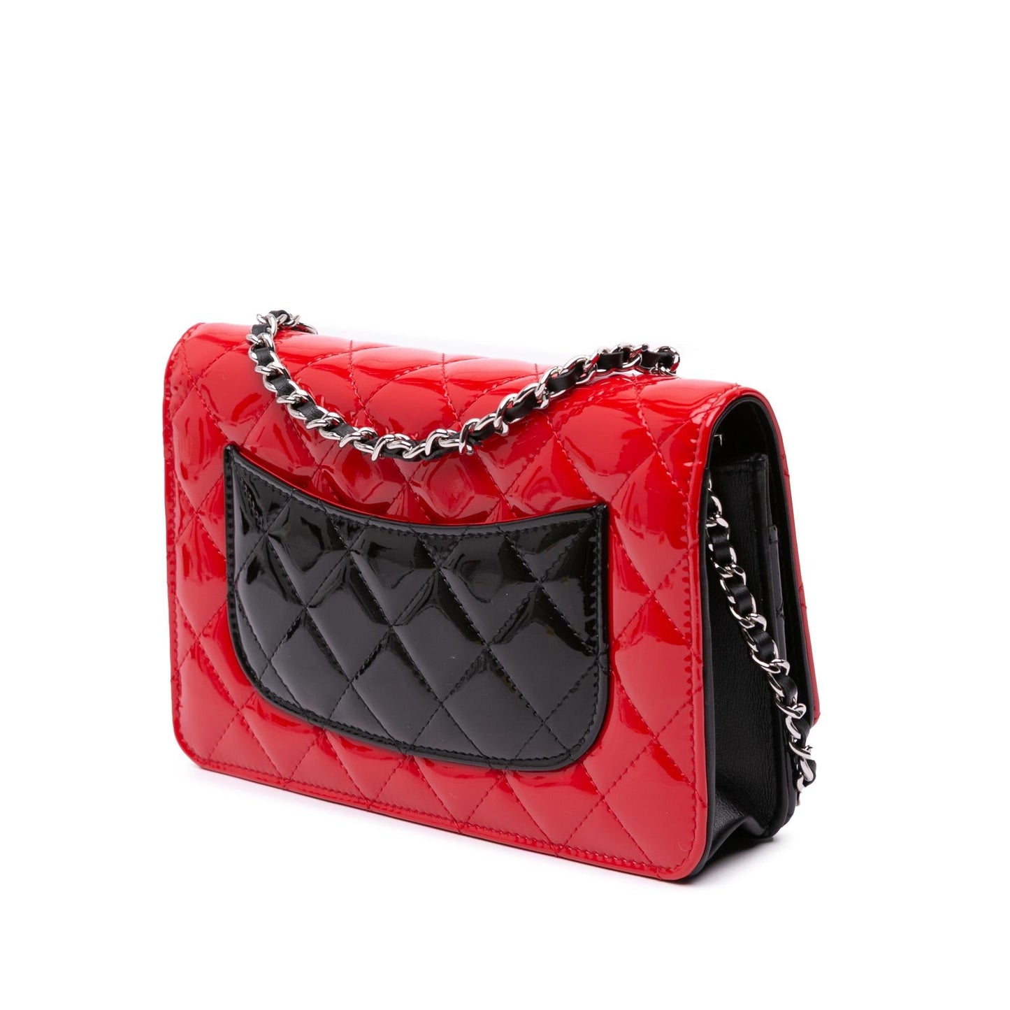 Chanel CC Bicolor Quilted Patent on Wallet Case Chain 1