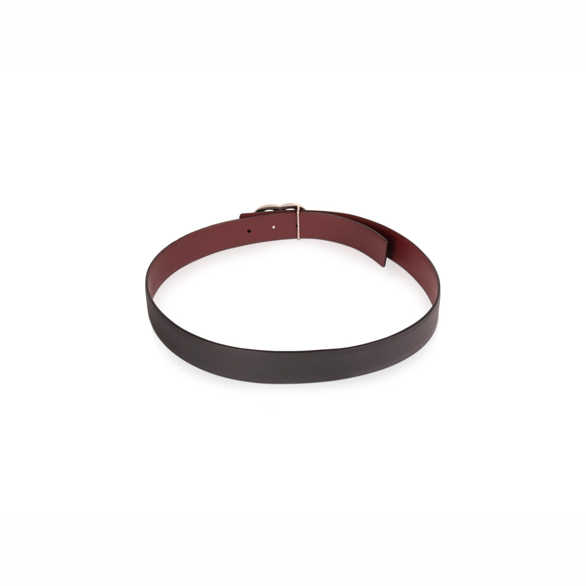 Chanel CC & Burgundy Reversible Belt Leather Black