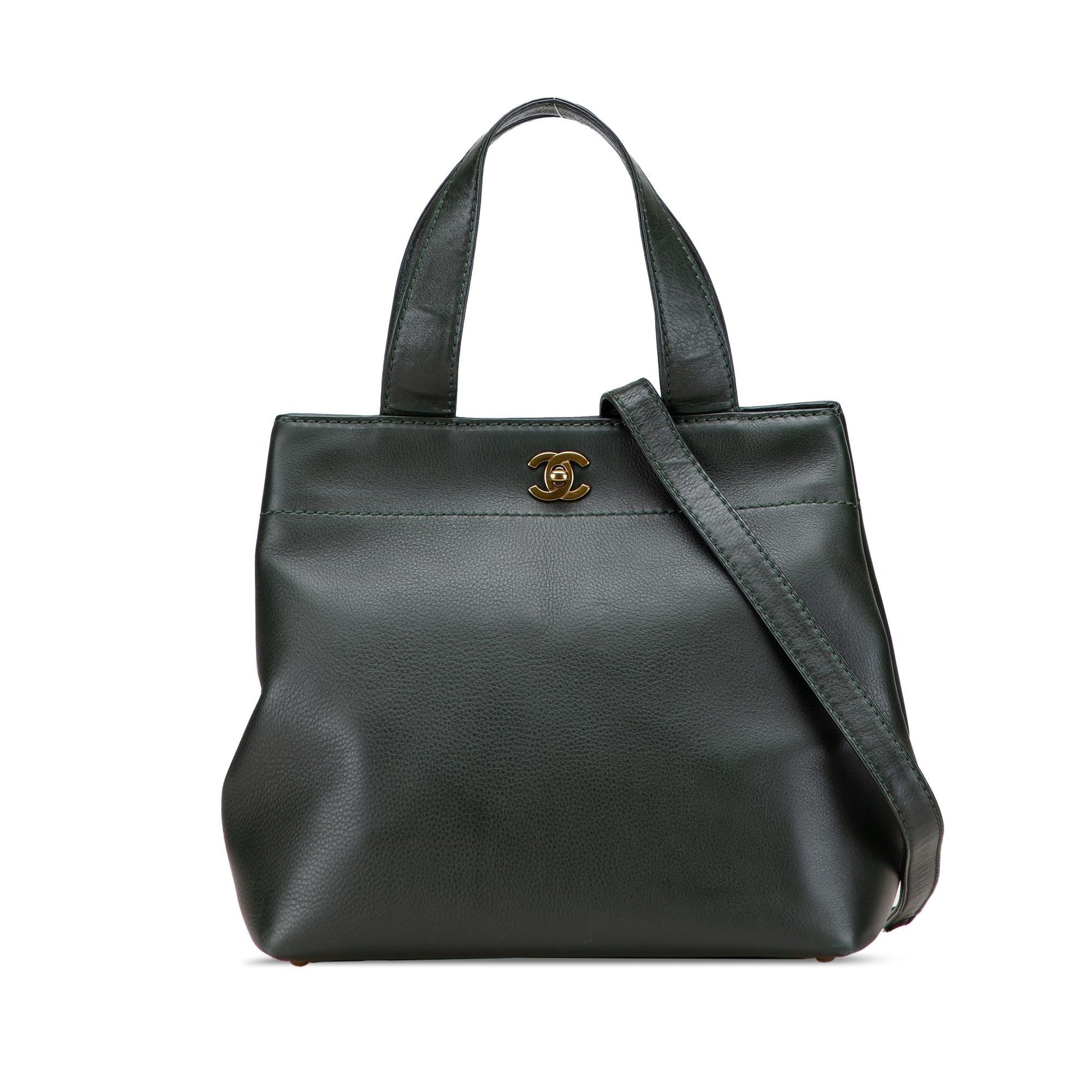Chanel CC Calfskin Turnlock Tote Bag