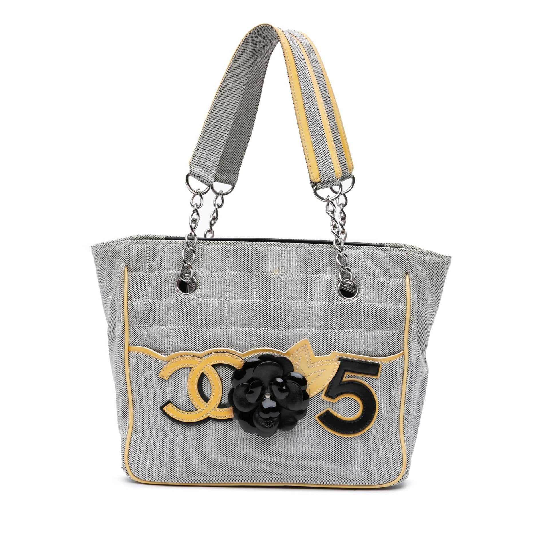 Chanel CC Camellia No. 5 Choco Bar Canvas Tote Bag Tote 2