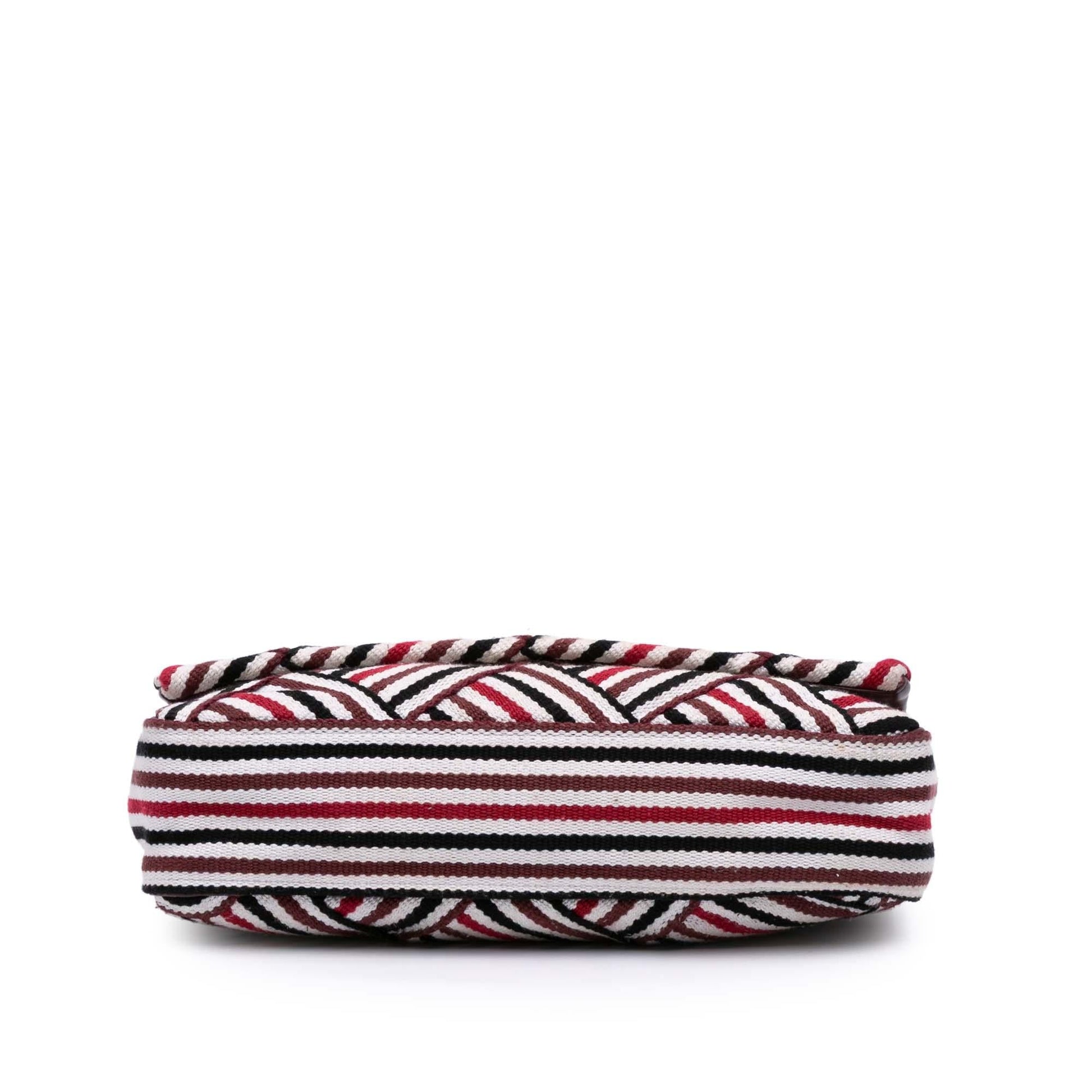 Chanel CC Stripe Flap Canvas Handbag