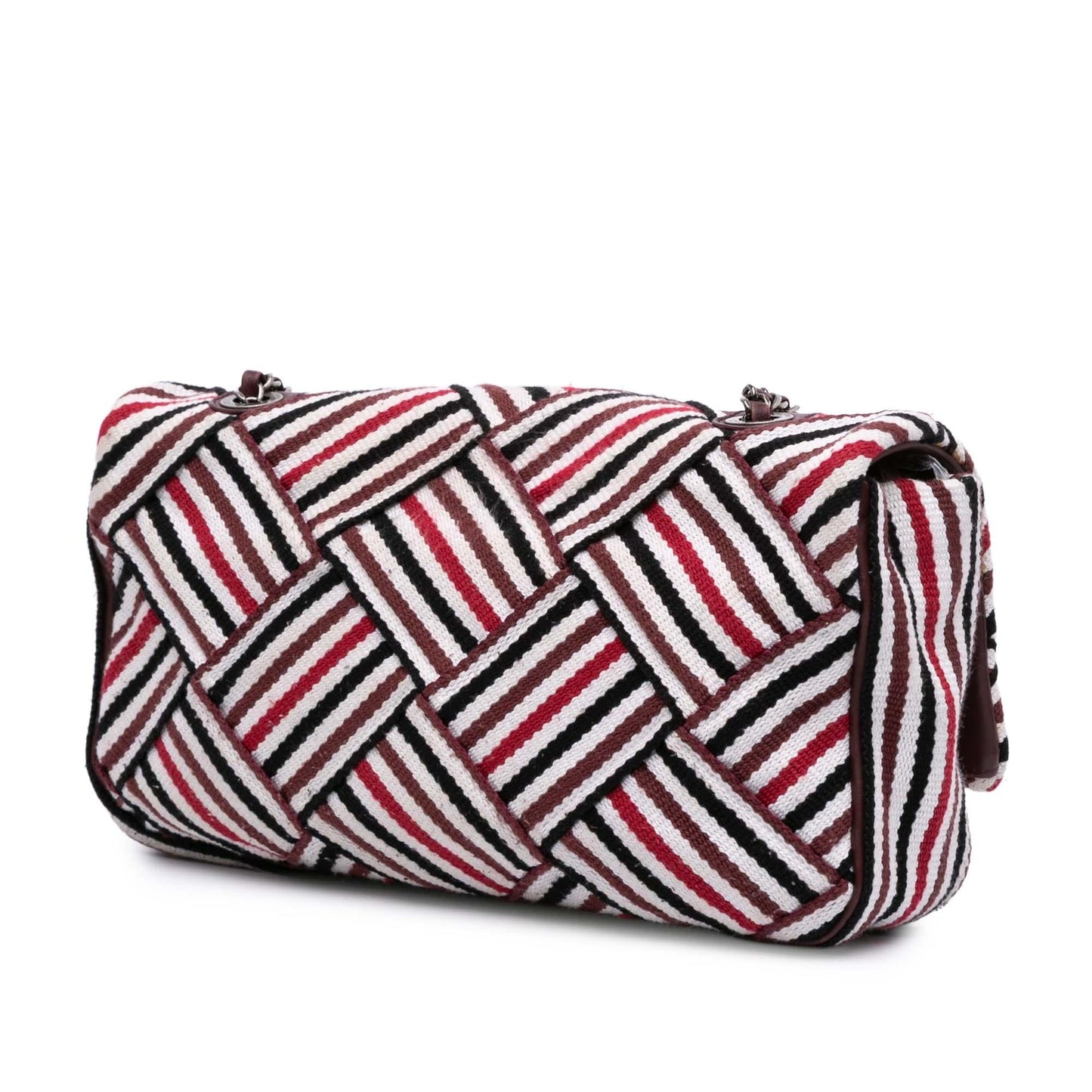 Chanel CC Stripe Flap Canvas Handbag