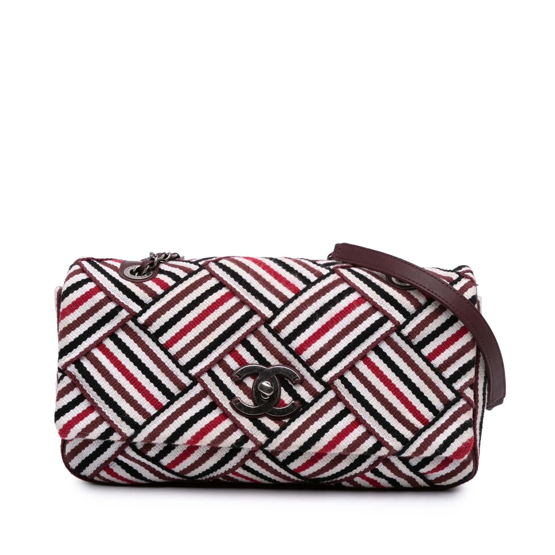 Chanel CC Stripe Flap Canvas Handbag Flap 1
