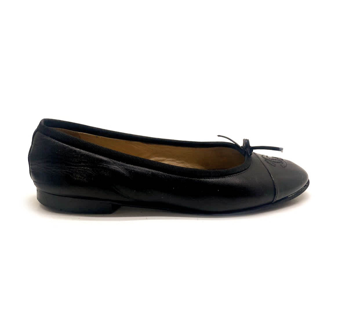 Chanel CC CAP TOE BALLET FLATS Leather Hat