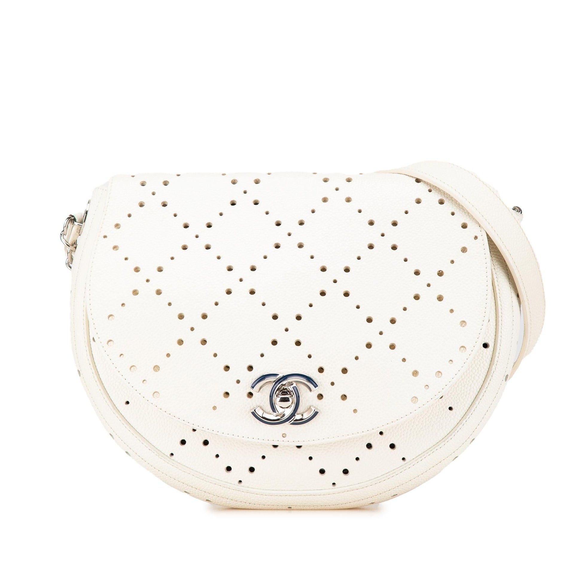 Chanel CC Caviar Perforated Messenger Flap Messenger Bag