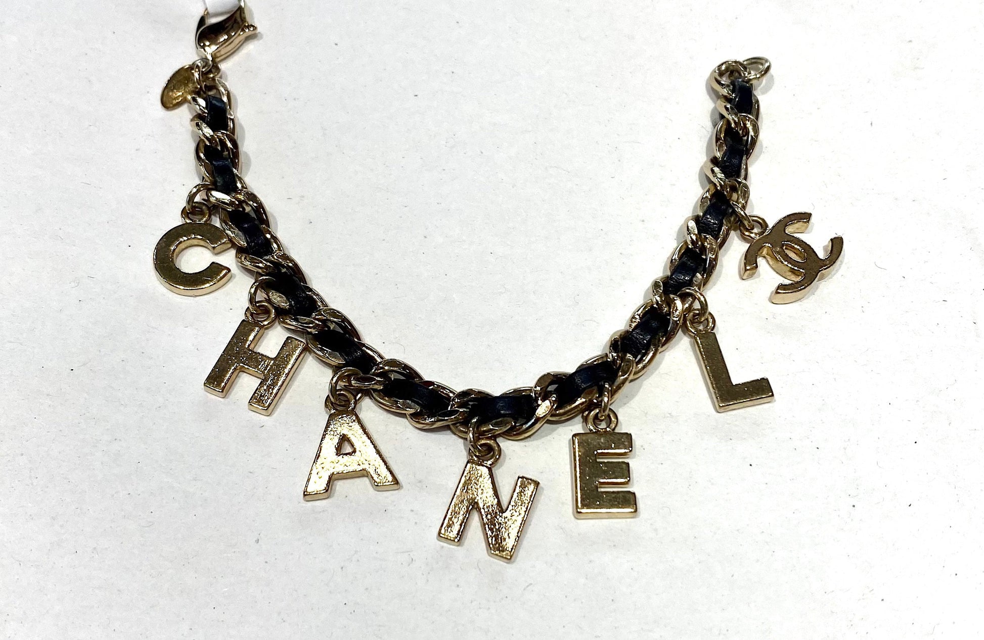 CHANEL CC LOGO LETTERING CHARM BRACELET