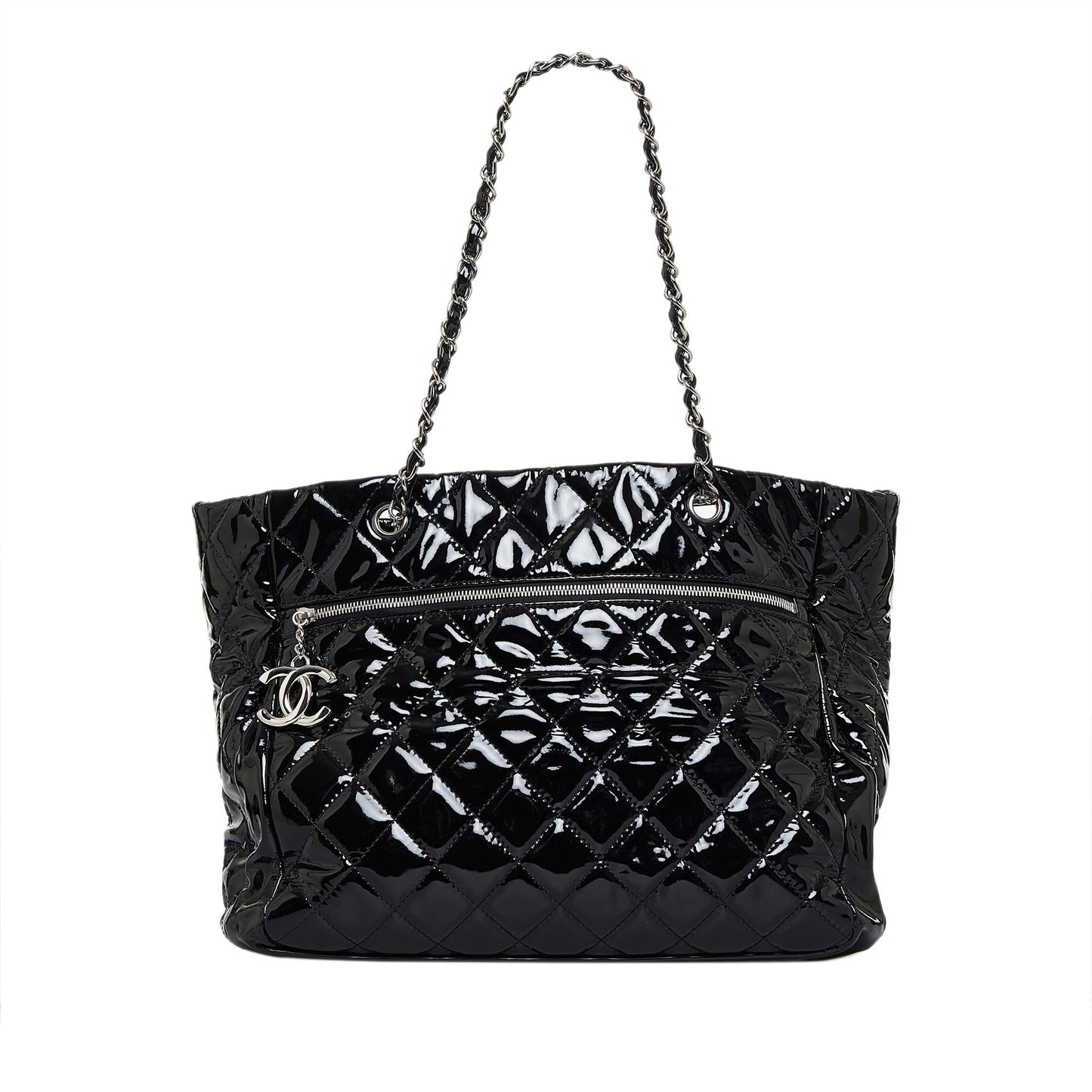 Chanel CC Charm Quilted Patent SHG-Ctv5c8 Leather Key Chain