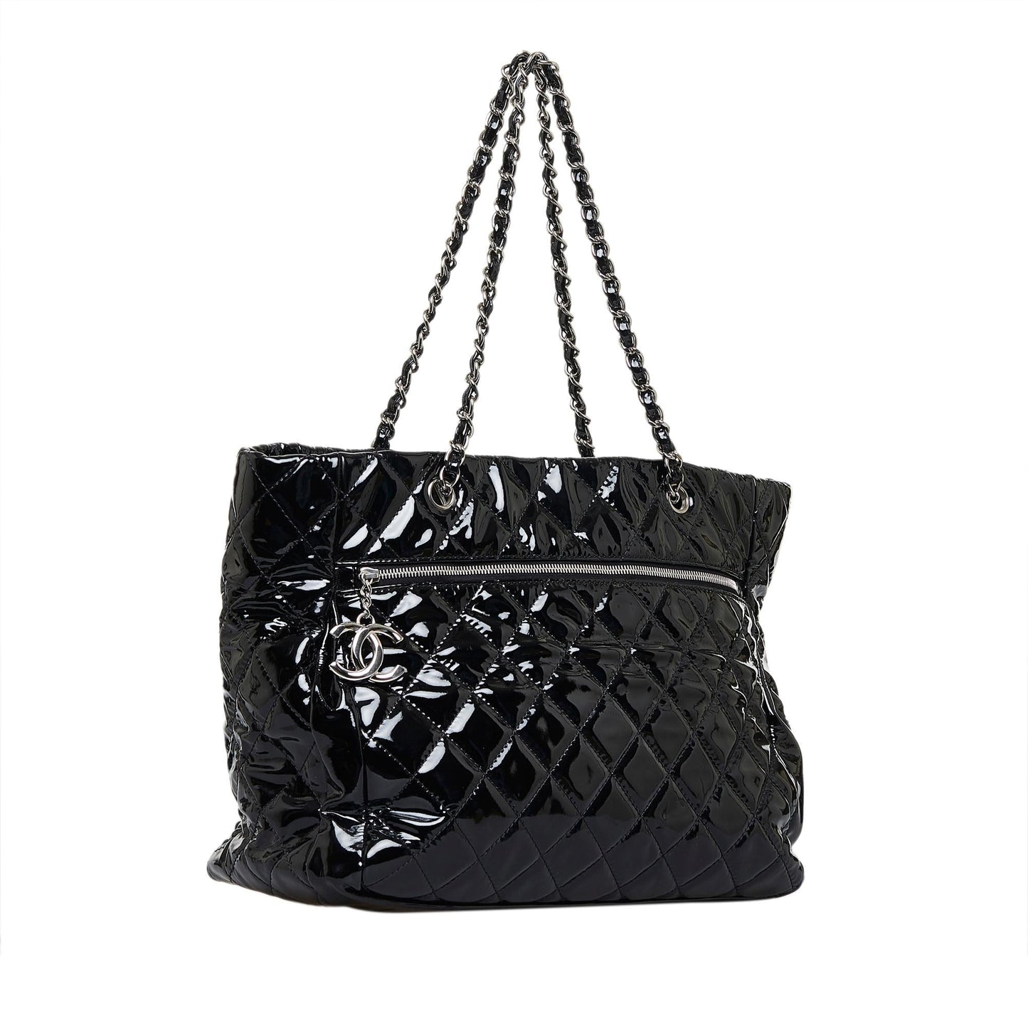 Chanel CC Charm Quilted Patent SHG-Ctv5c8 Leather Key Chain