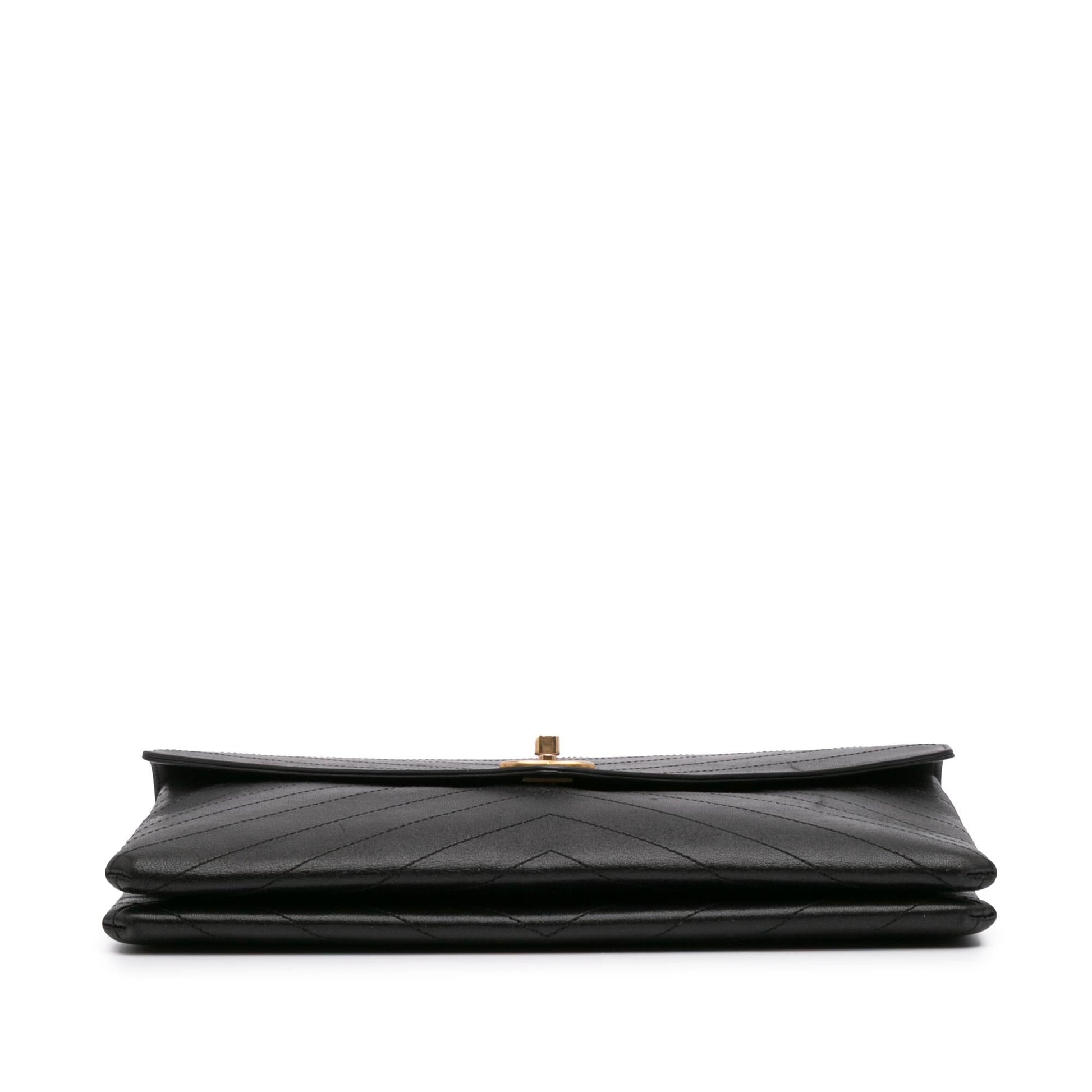 Chanel CC Chevron Calfskin Envelope Clutch Bag