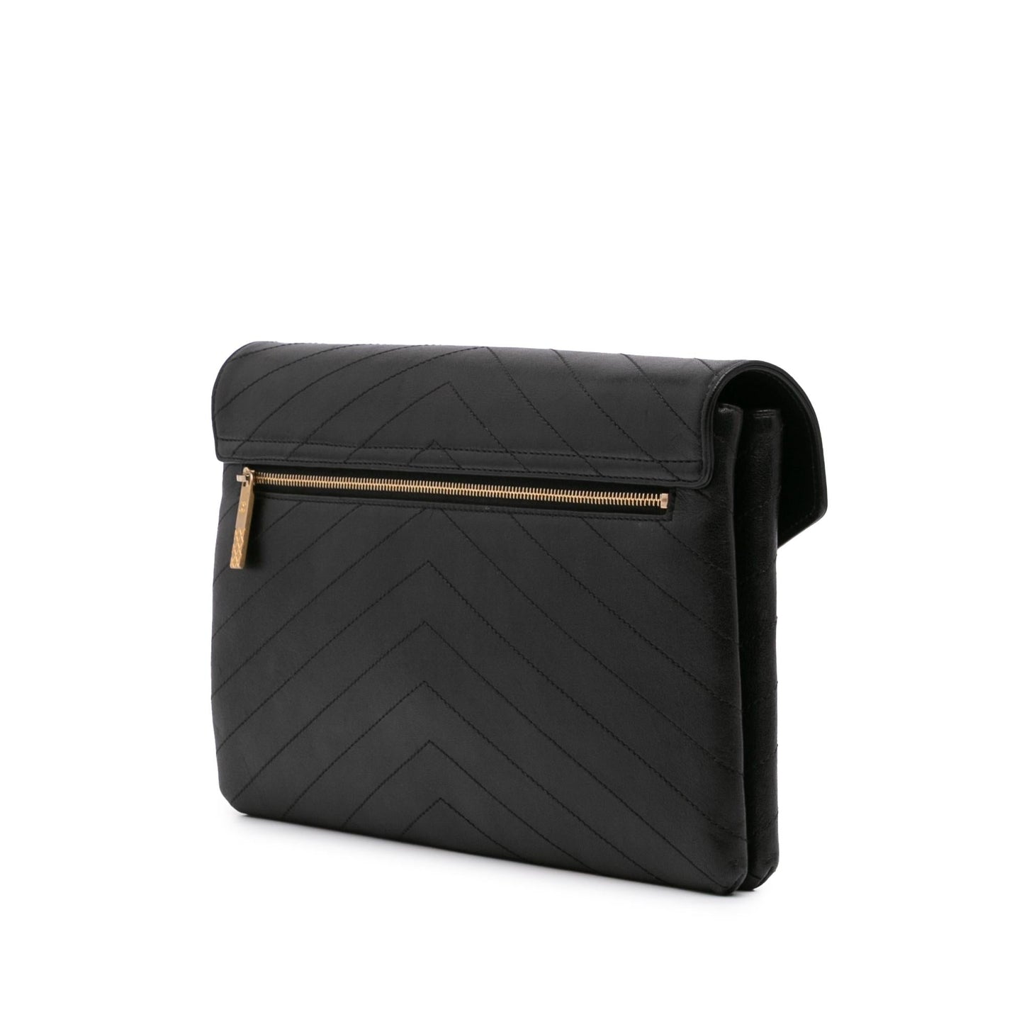 Chanel CC Chevron Calfskin Envelope Clutch Bag